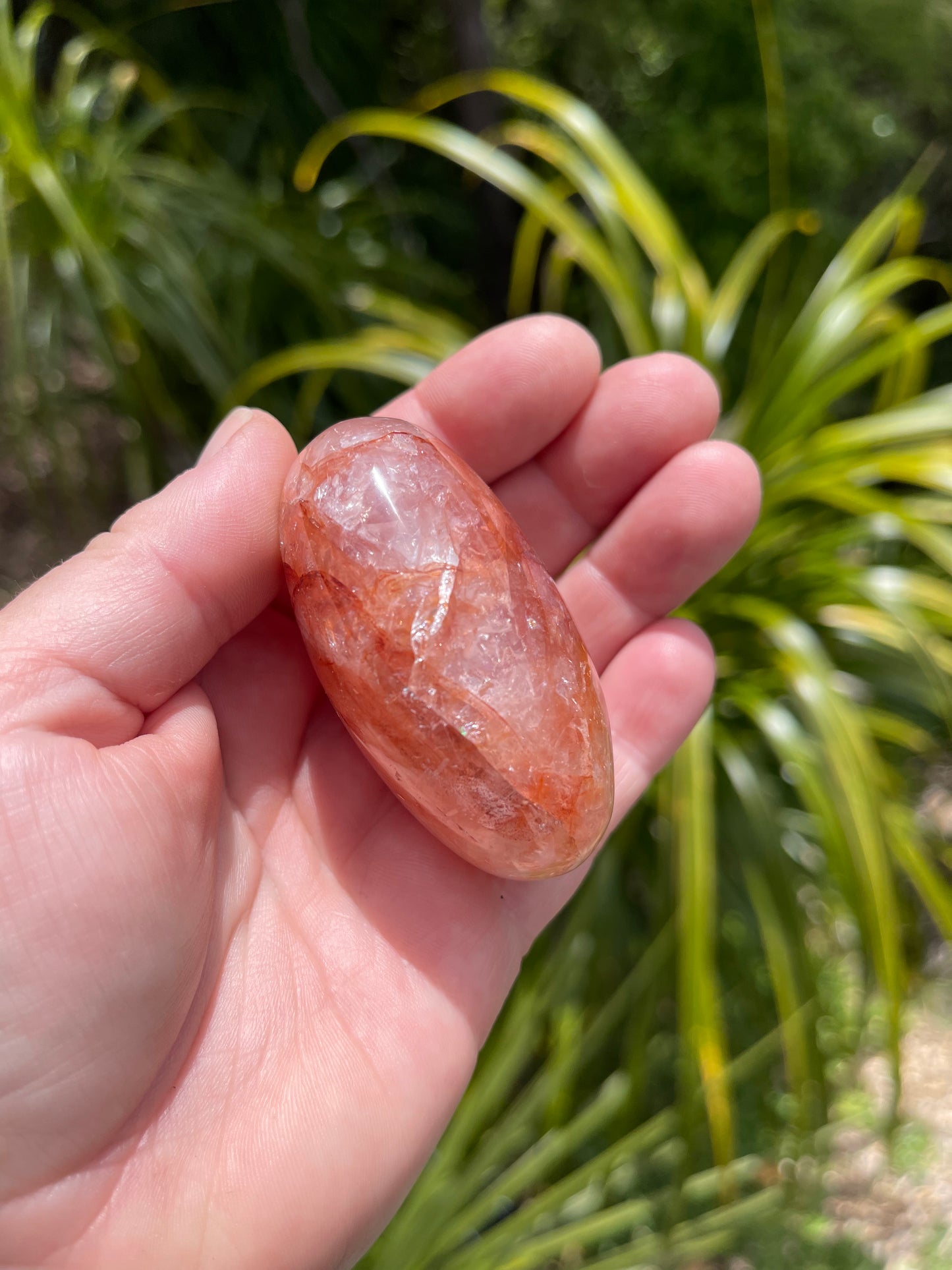 Red Fire Quartz Palm Stone