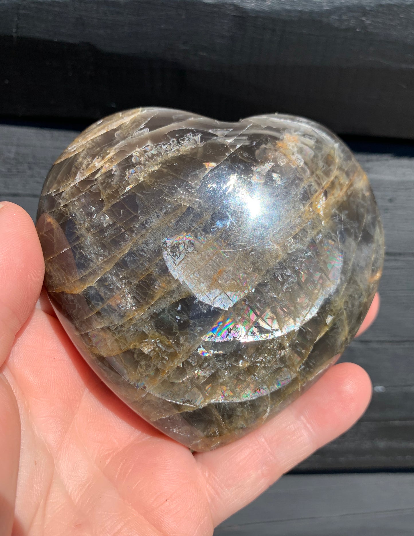 Black Moonstone Heart
