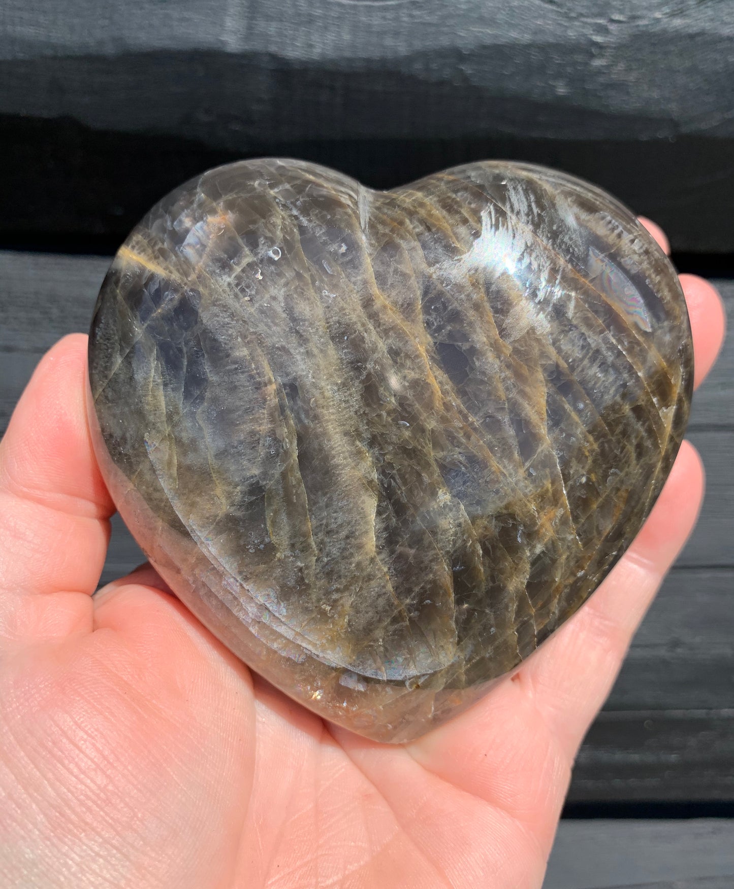 Black Moonstone Heart
