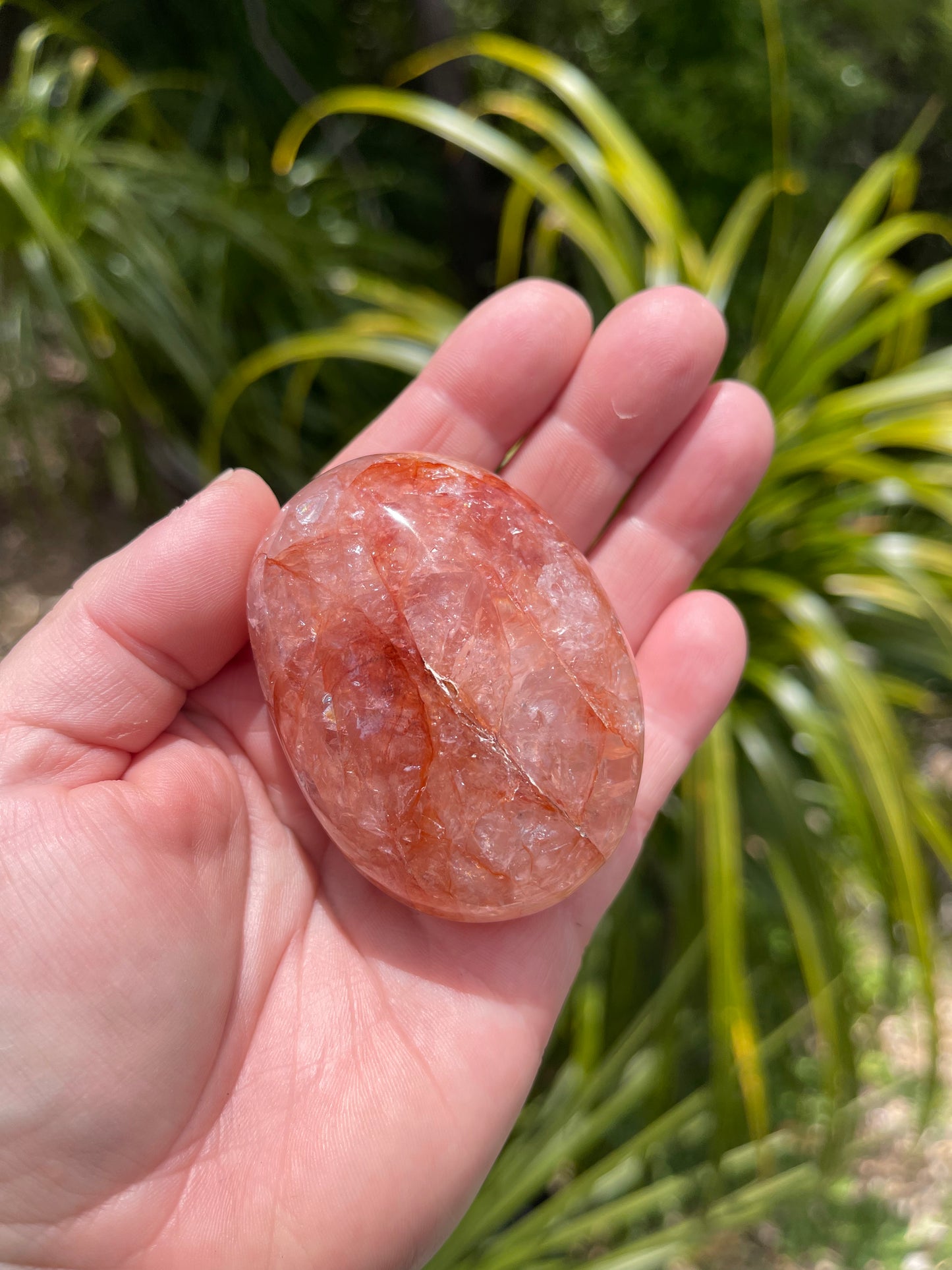Red Fire Quartz Palm Stone