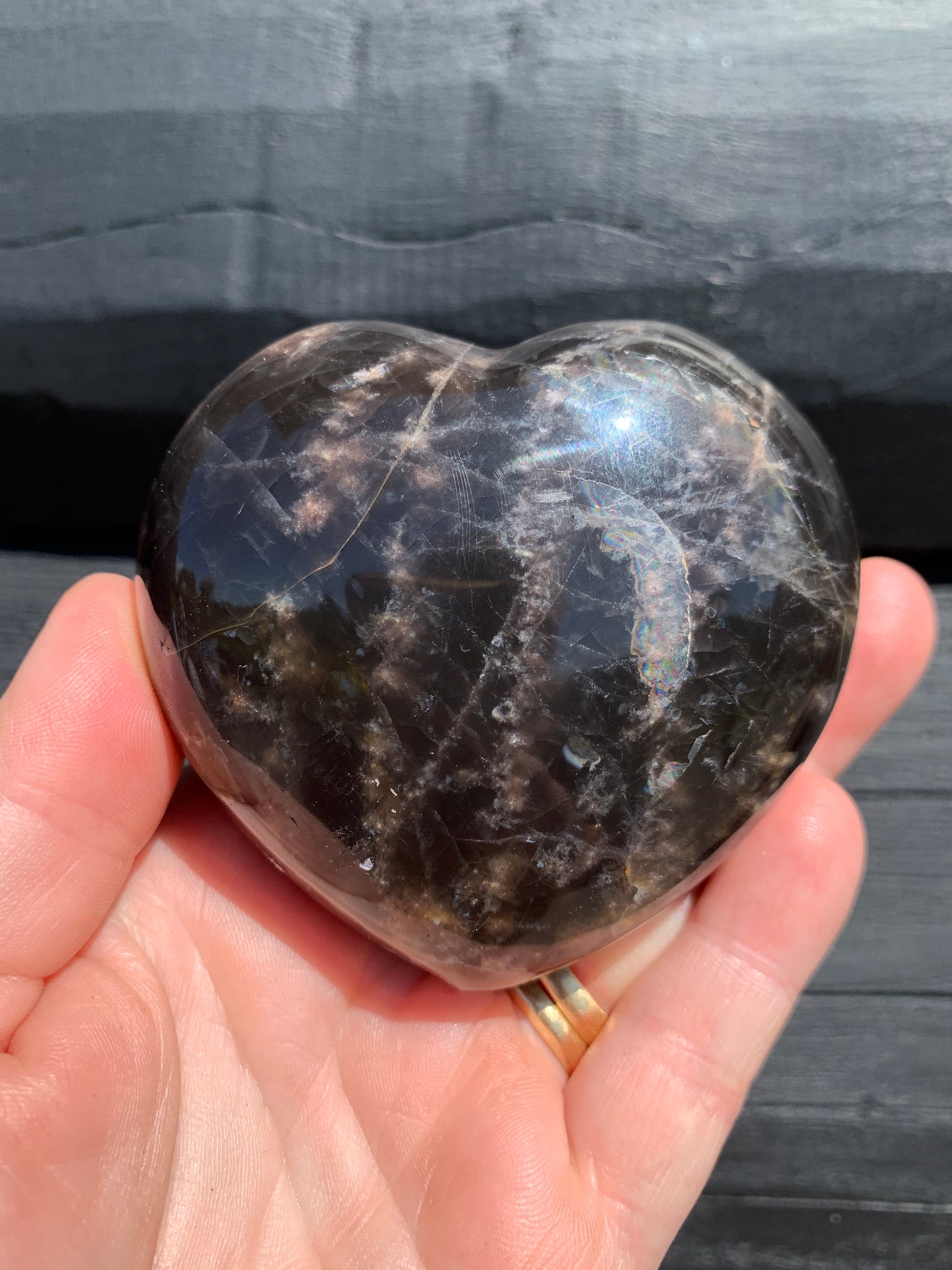 Black Moonstone Heart