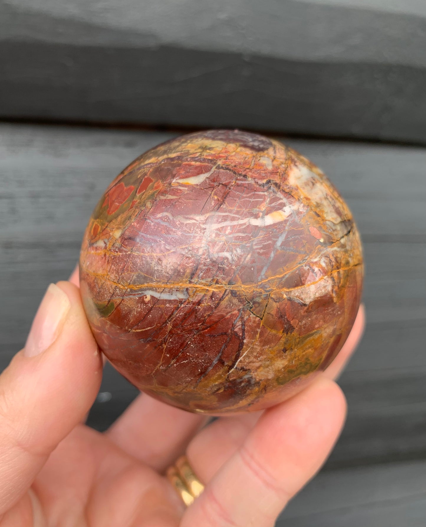 Cherry Creek Jasper Sphere, Happy Face