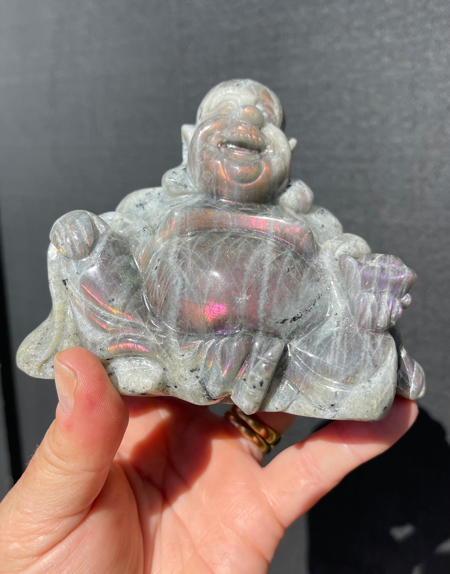 Purple/Sunset Labradorite Laughing Buddha