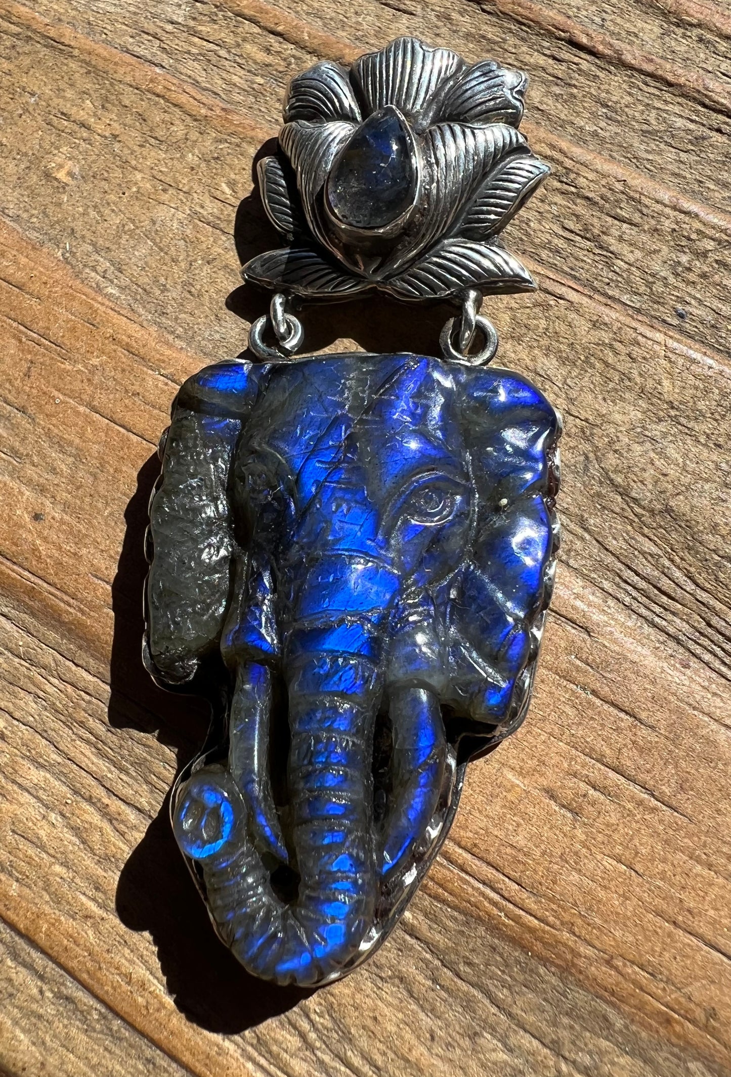 Sterling Silver and Elephant Head Pendant handmade