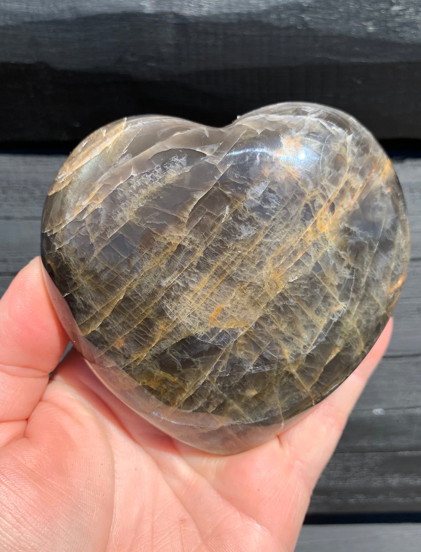Black Moonstone Heart