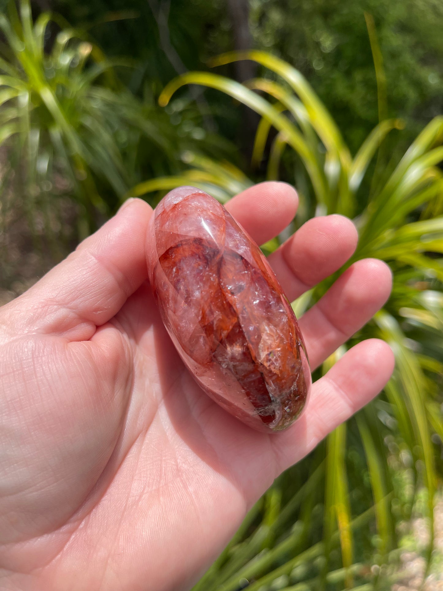 Red Hematoid Quartz or Fire Quartz Palm Stone