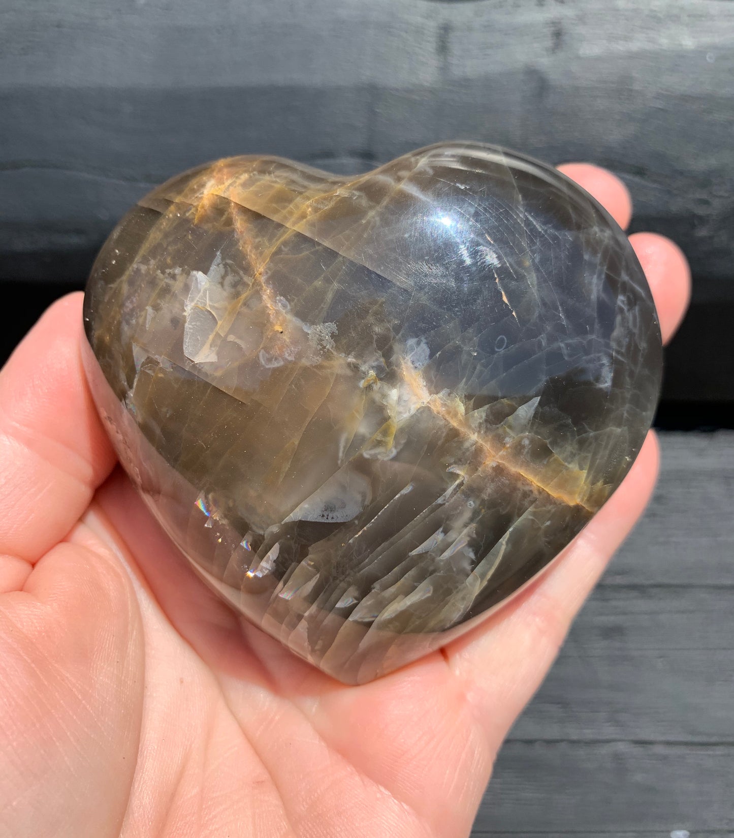 Black Moonstone Heart