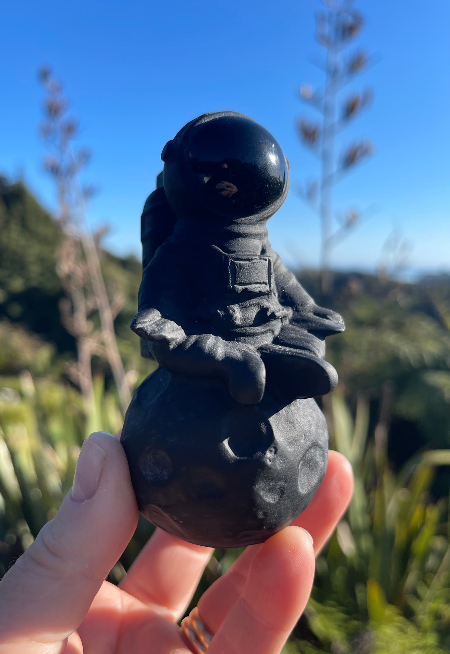 Obsidian Meditating Astronaut on the Moon
