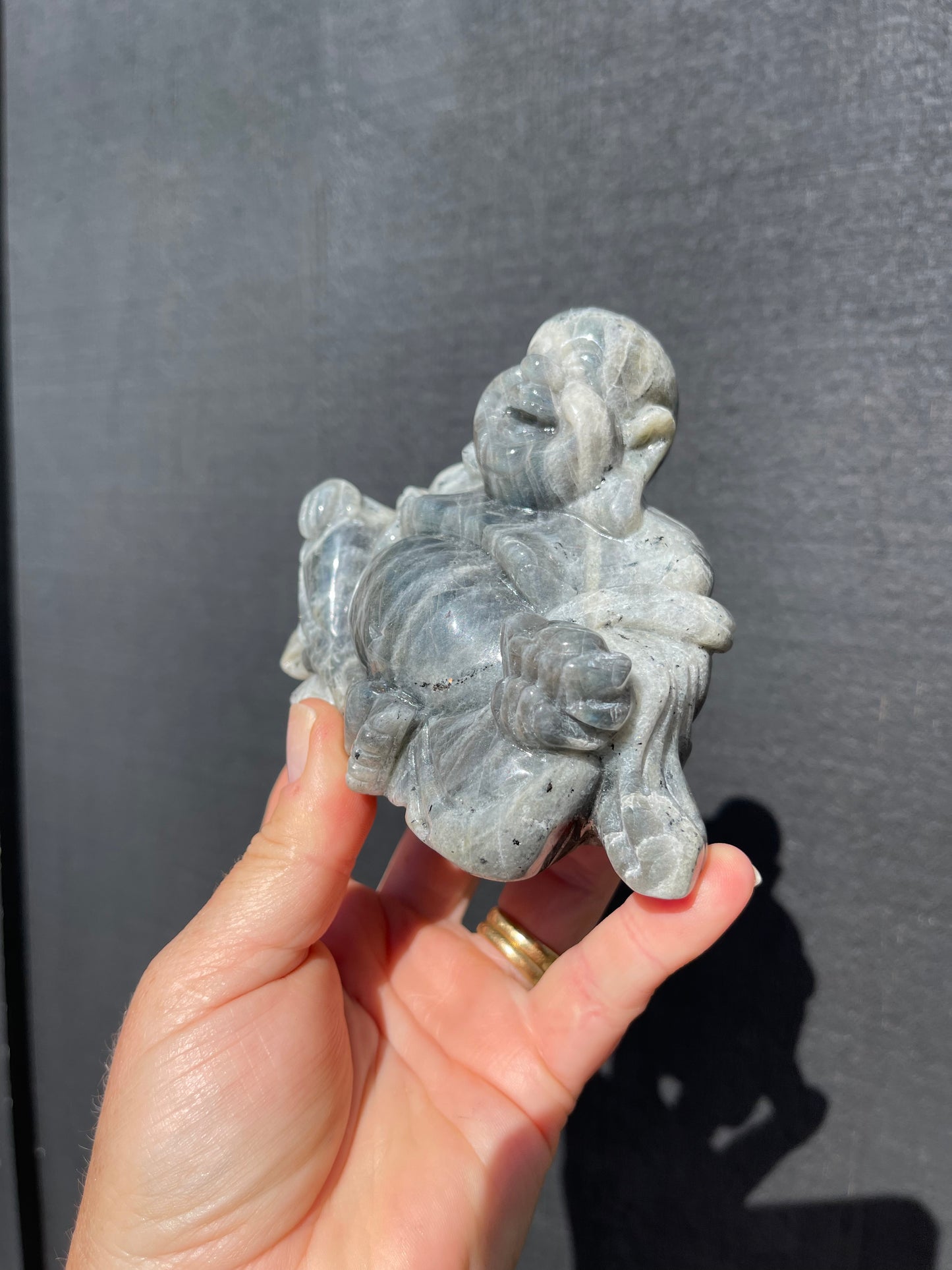 Purple/Sunset Labradorite Laughing Buddha