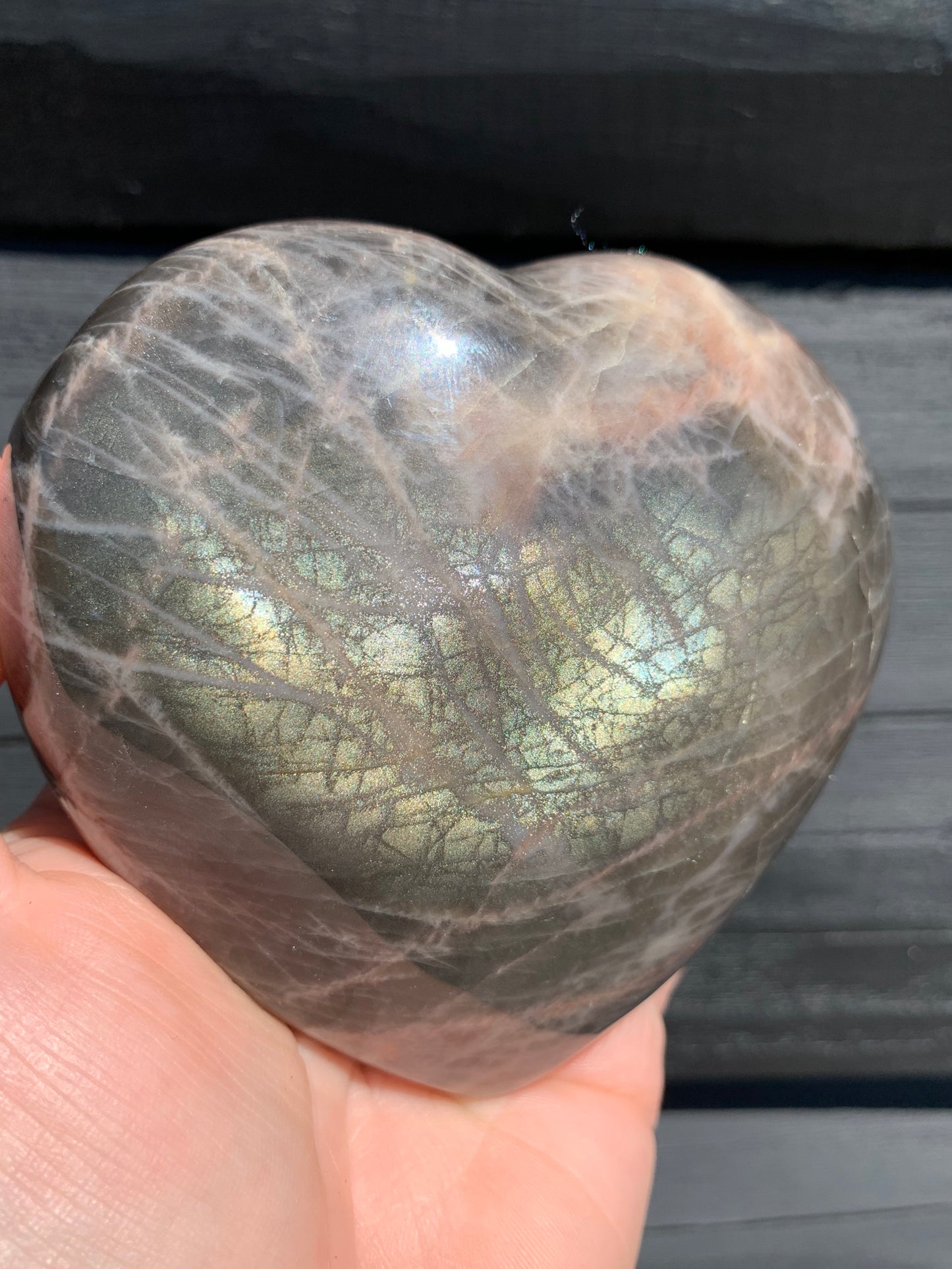 Black Moonstone Heart