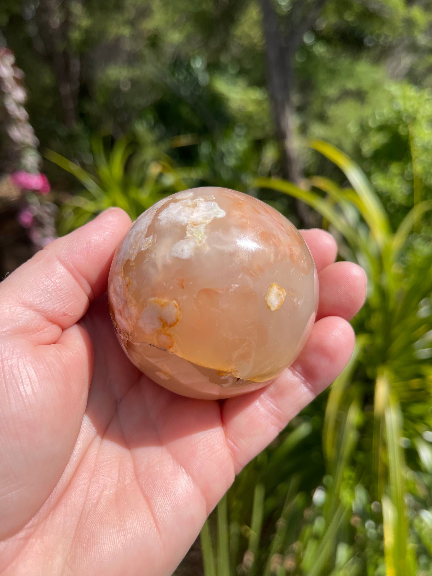 Cherry Blossom/Flower Agate Carnelian mix Sphere