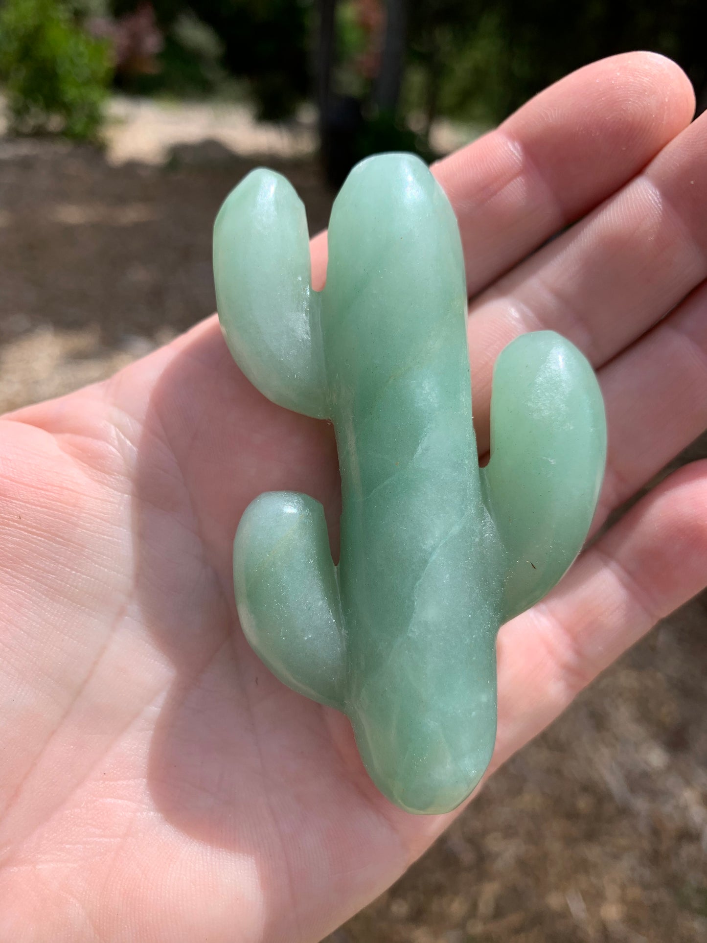 Green Aventurine Carved Stone Cactus
