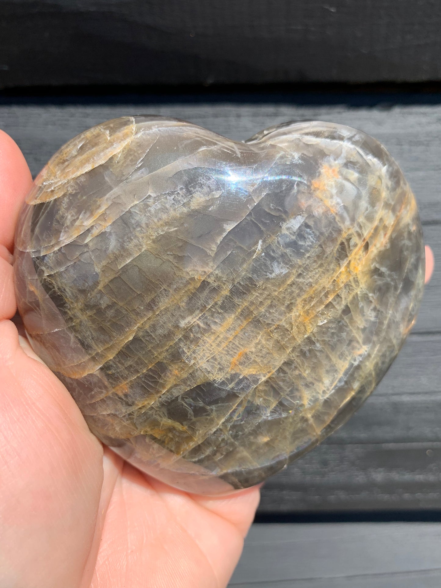 Black Moonstone Heart