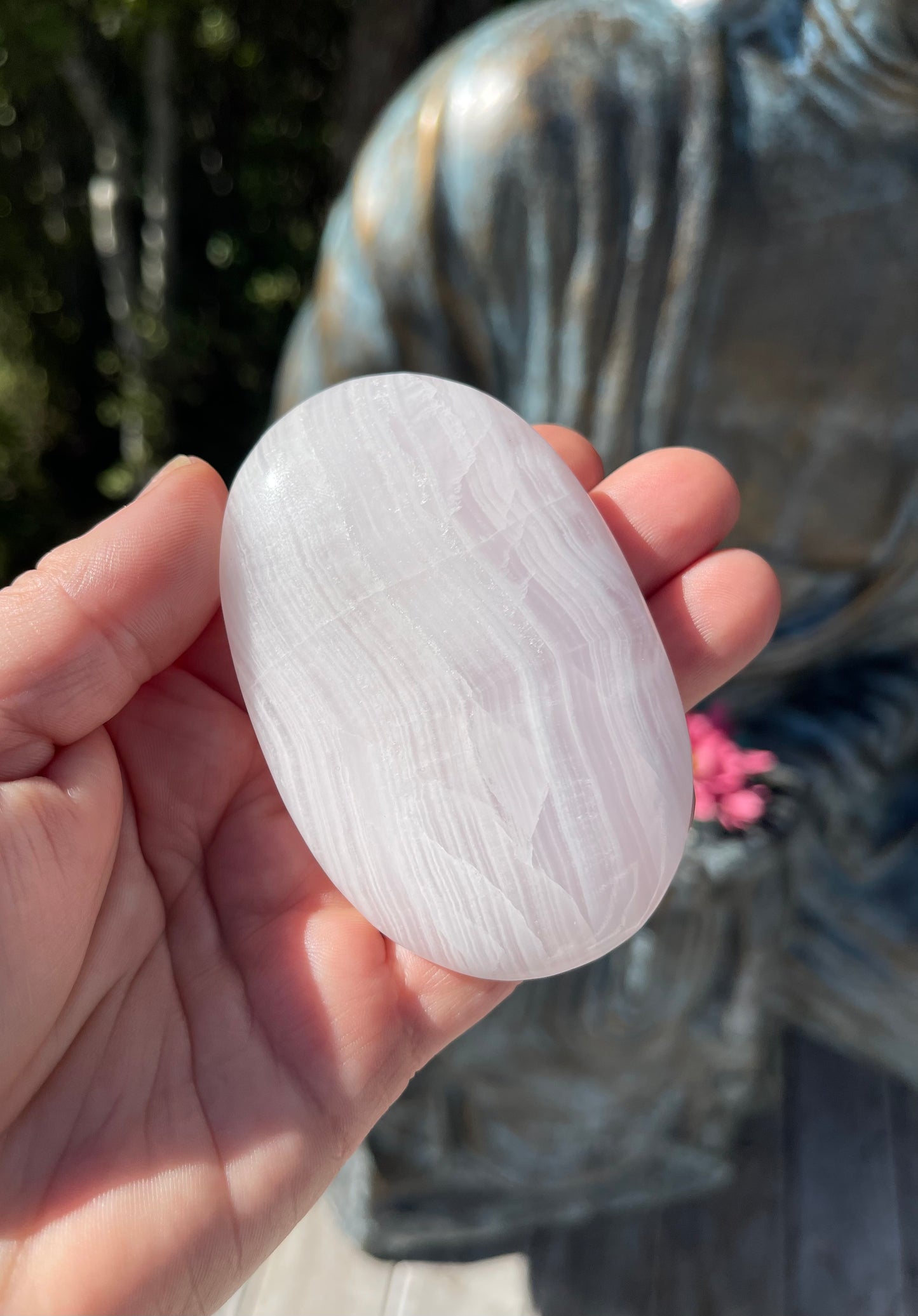 Pink Mangano Calcite Palm Stone