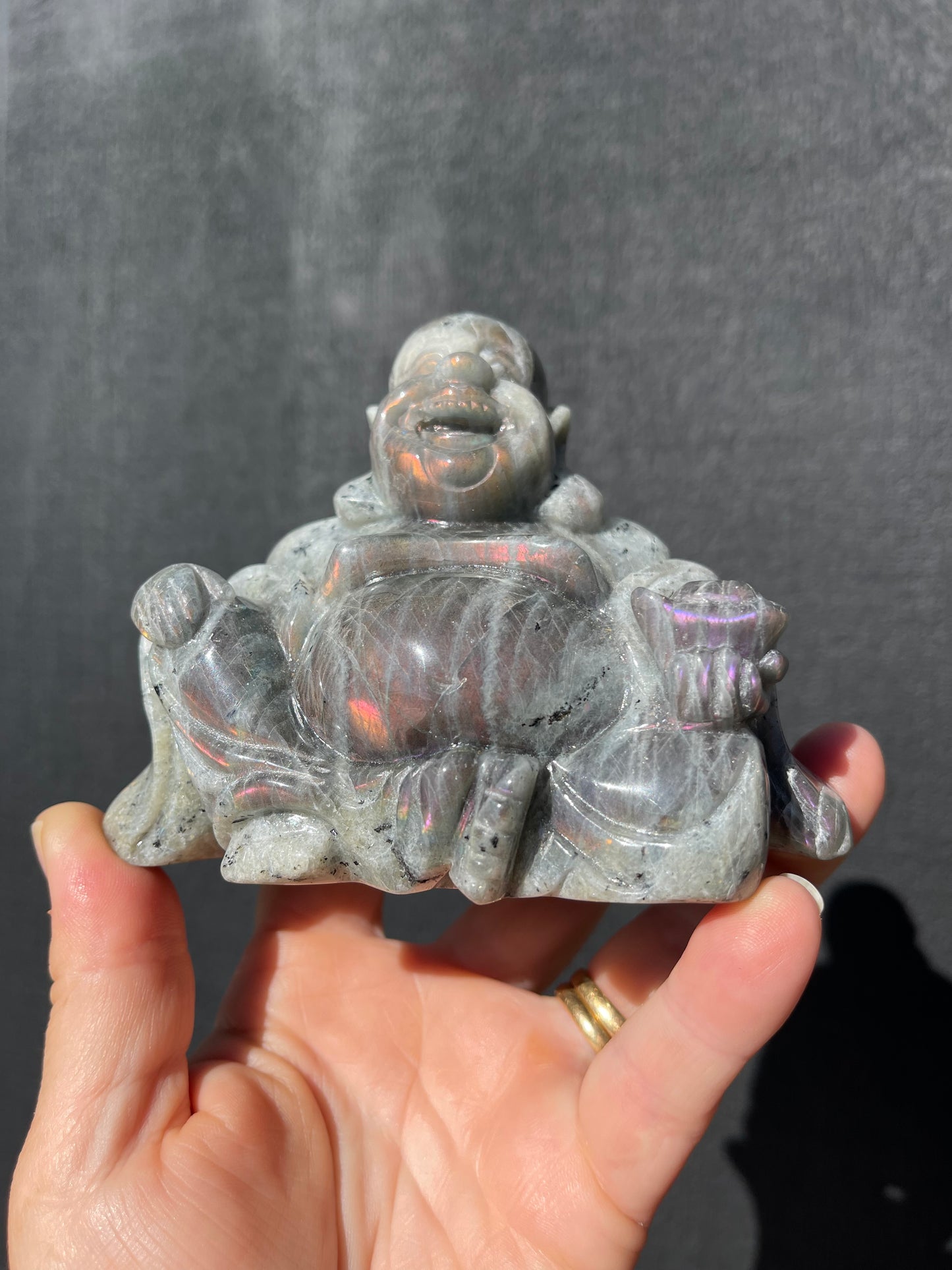 Purple/Sunset Labradorite Laughing Buddha