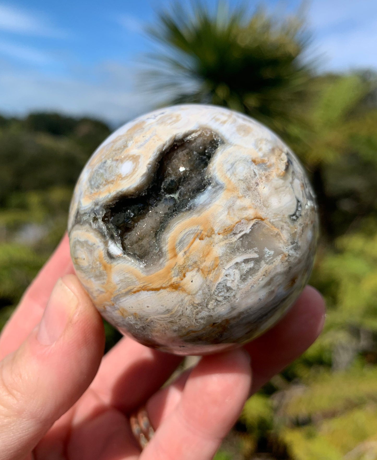 Orbicular Ocean Jasper Sphere