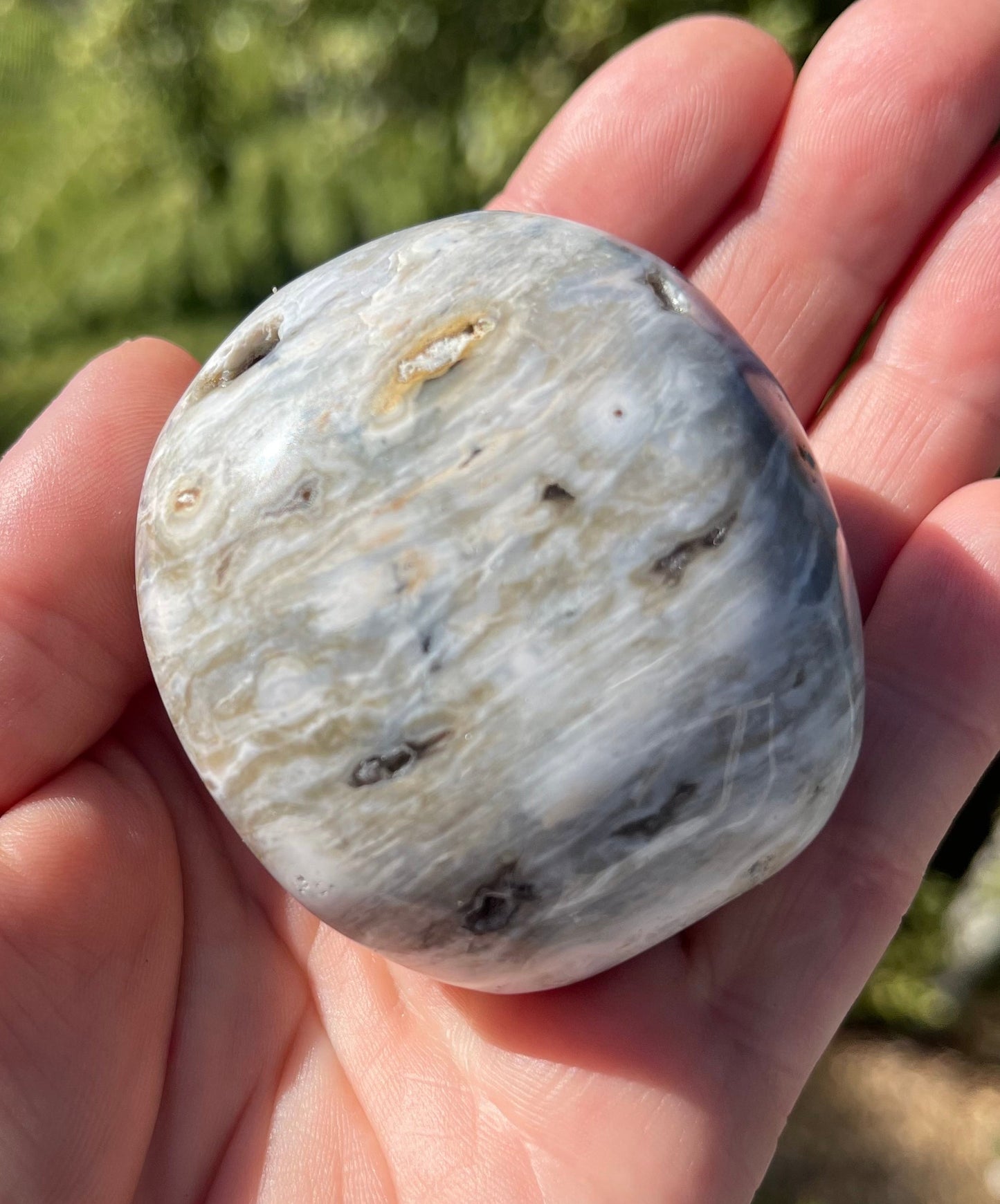 Orbicular Ocean Jasper Palm Stone