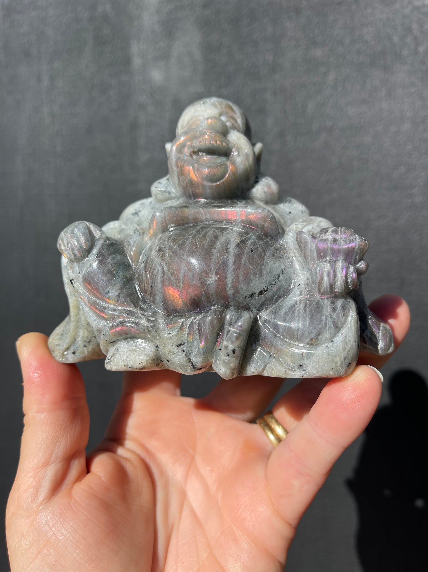 Purple/Sunset Labradorite Laughing Buddha
