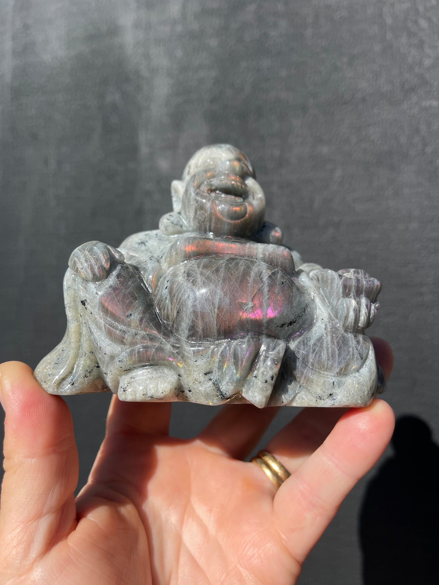 Purple/Sunset Labradorite Laughing Buddha
