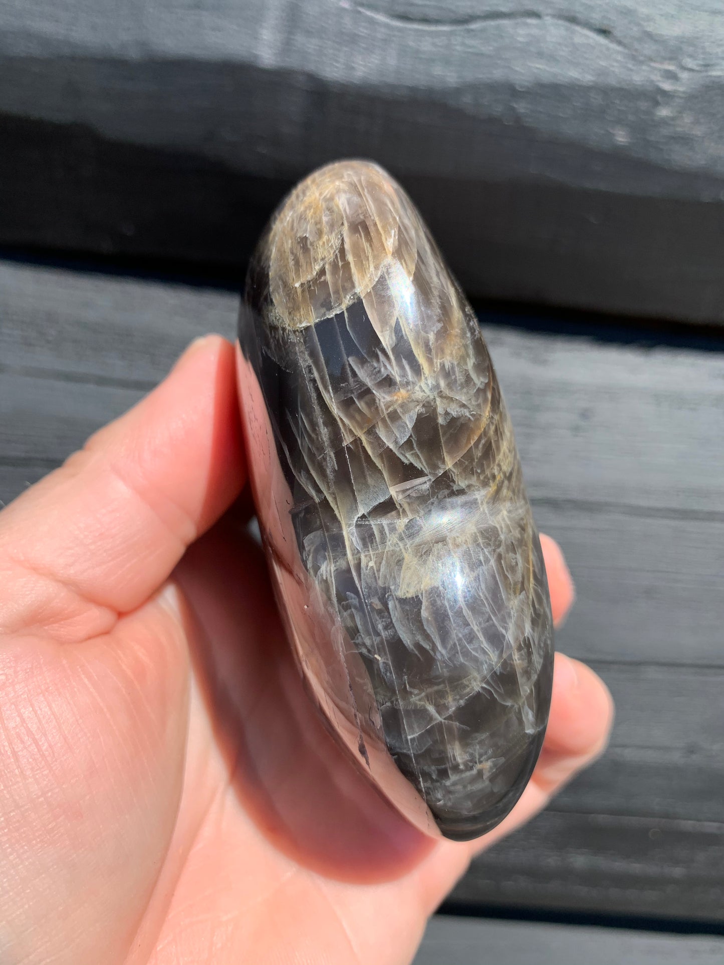 Black Moonstone Heart