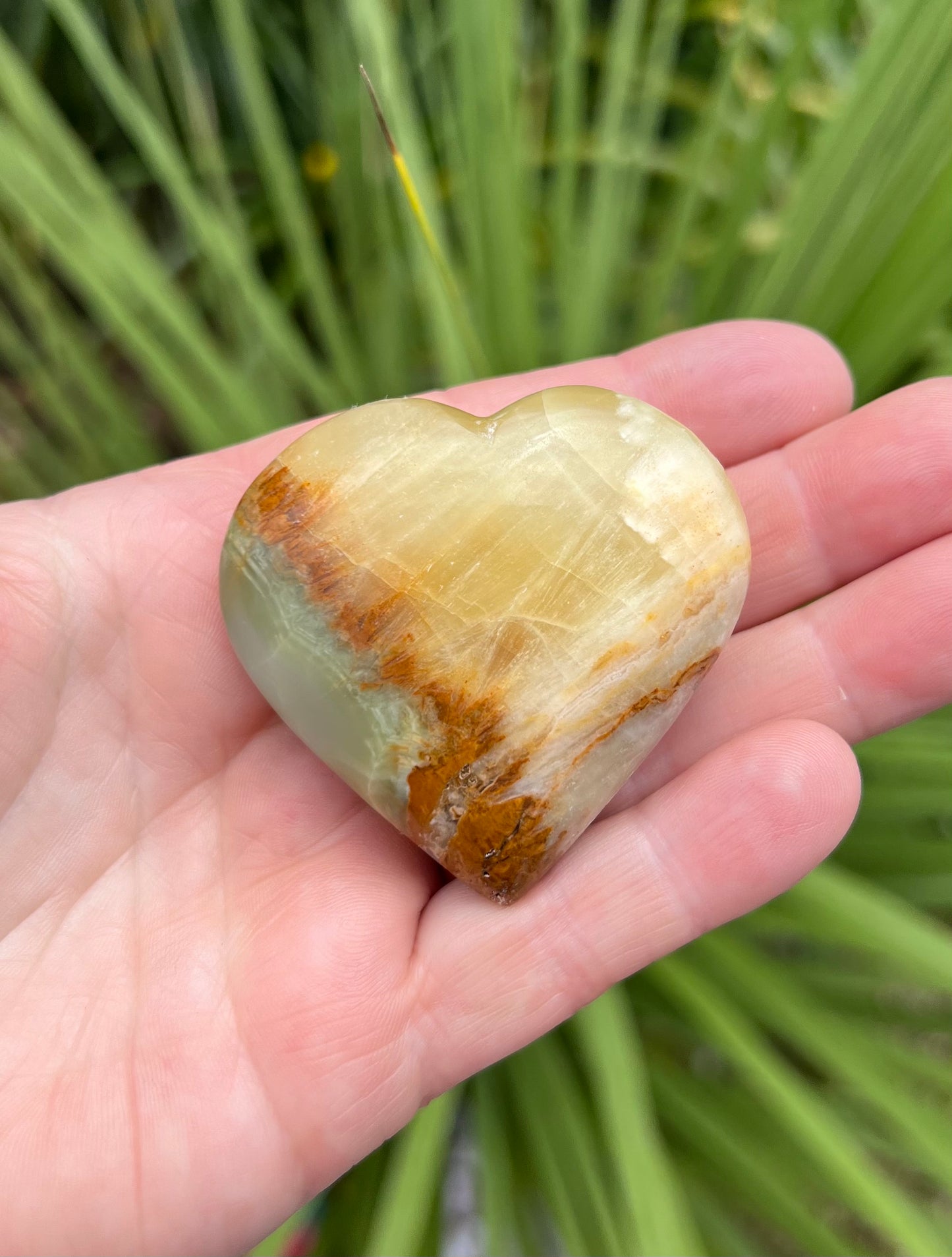 Lemon and Banded Green Calcite Calcite Heart