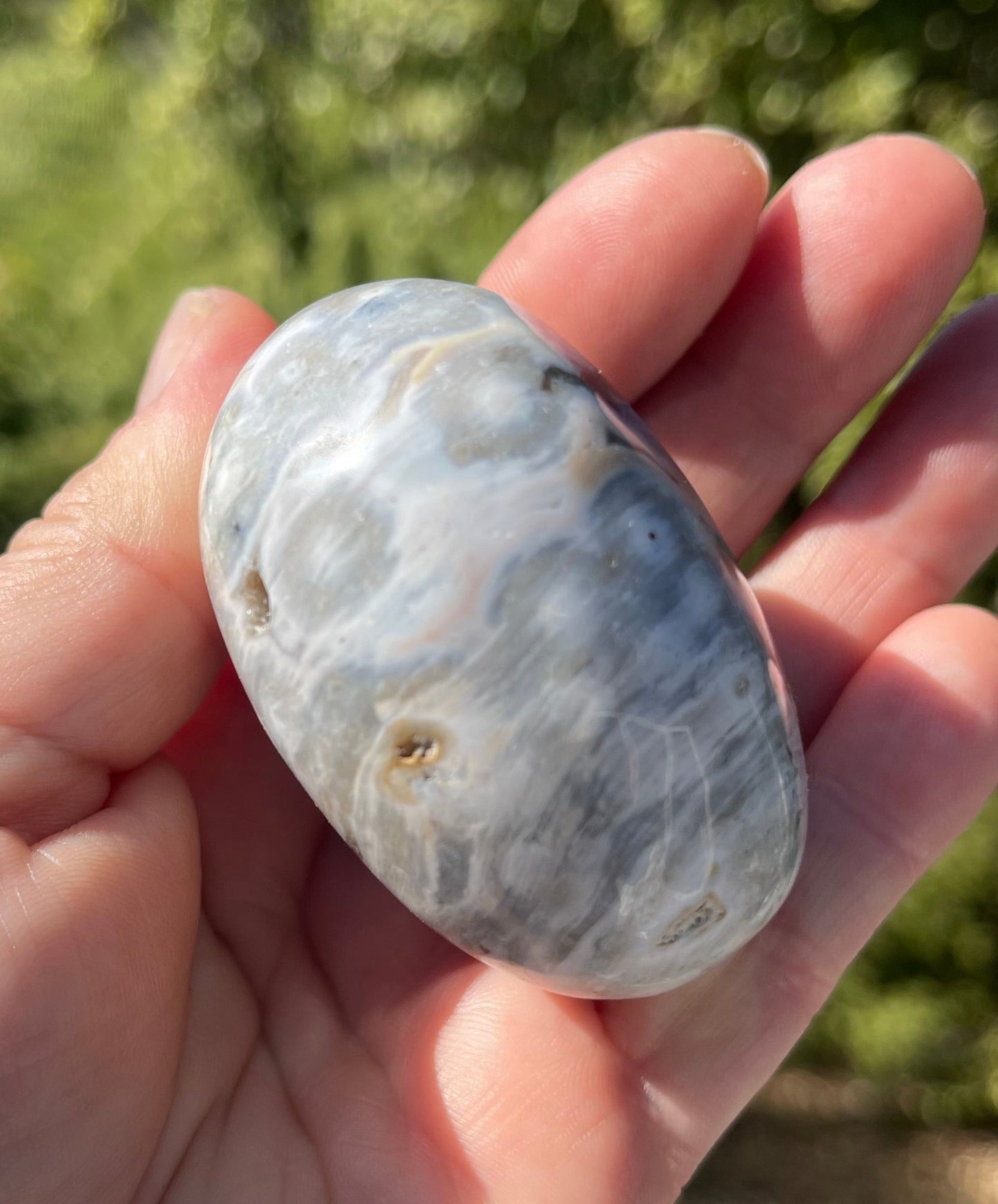 Orbicular Ocean Jasper Palm Stone