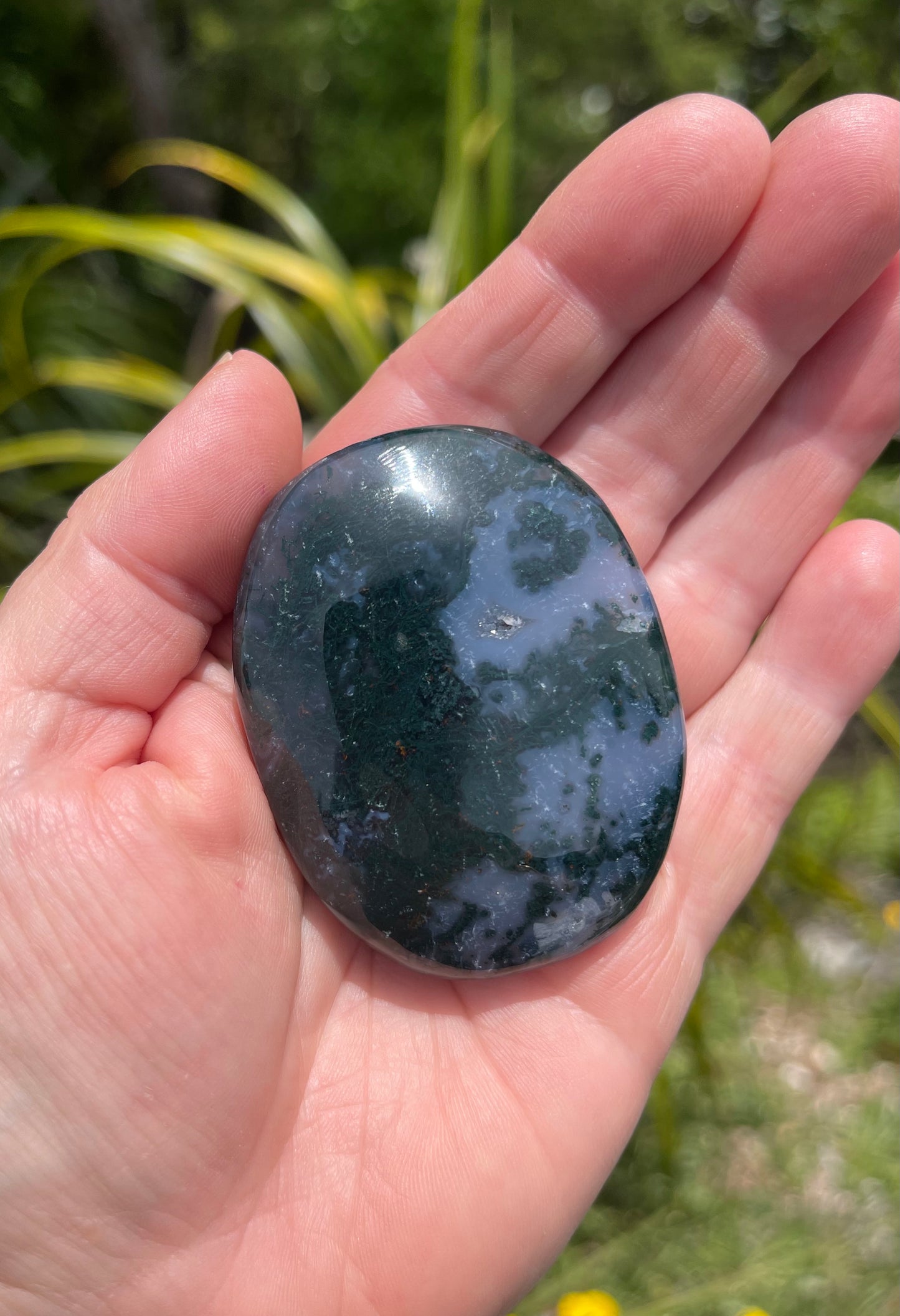 Moss Agate Palm Stone