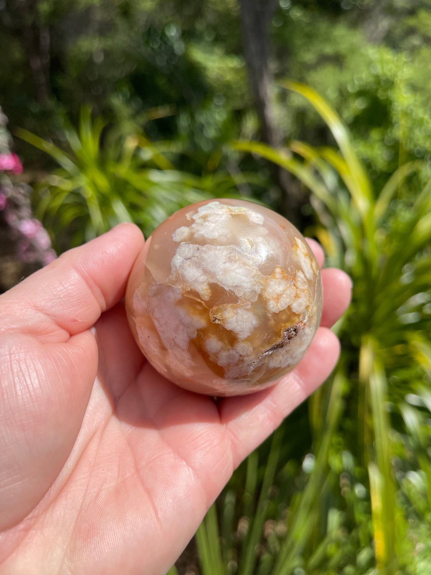 Cherry Blossom/Flower Agate Carnelian mix Sphere