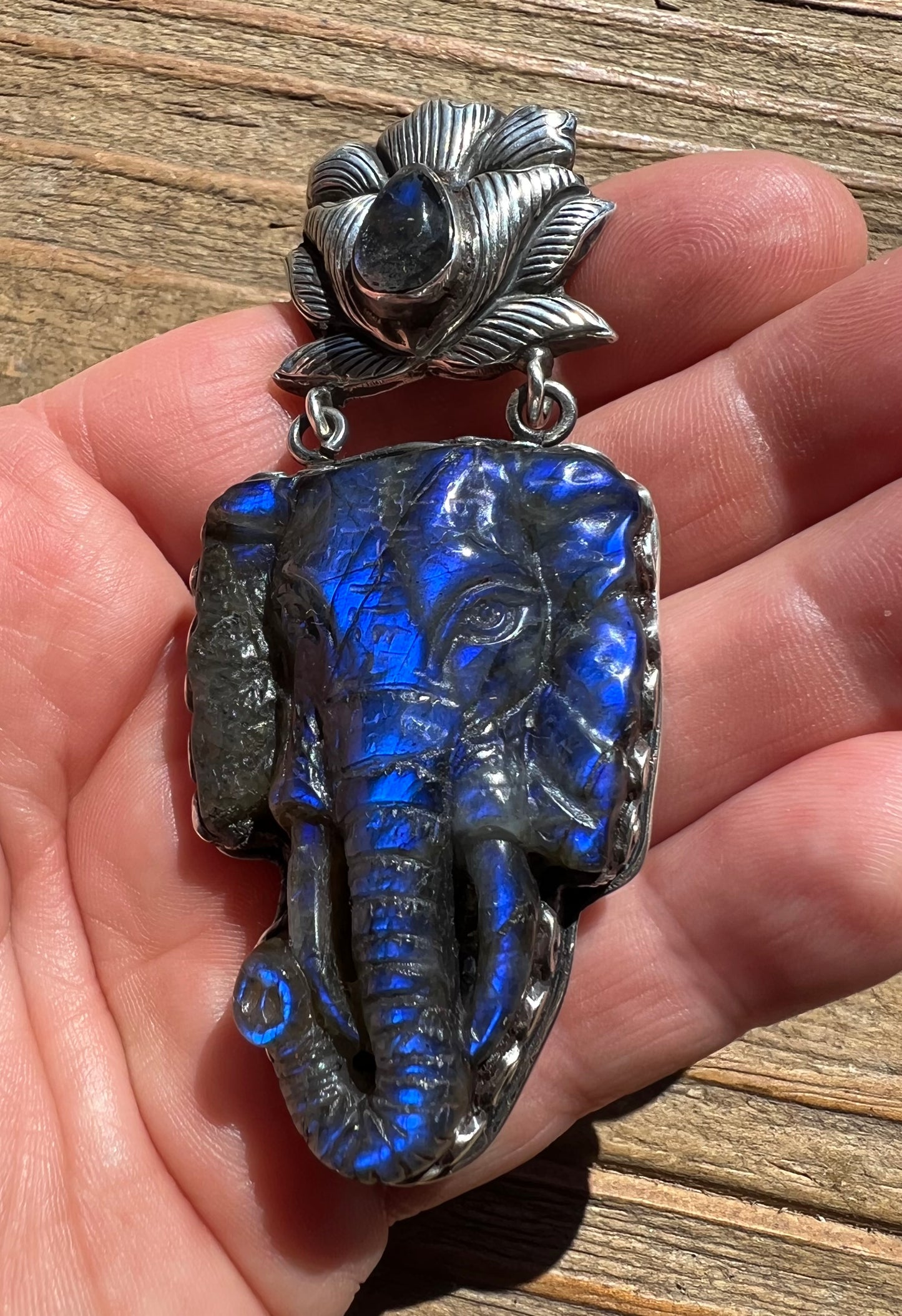 Sterling Silver and Elephant Head Pendant handmade