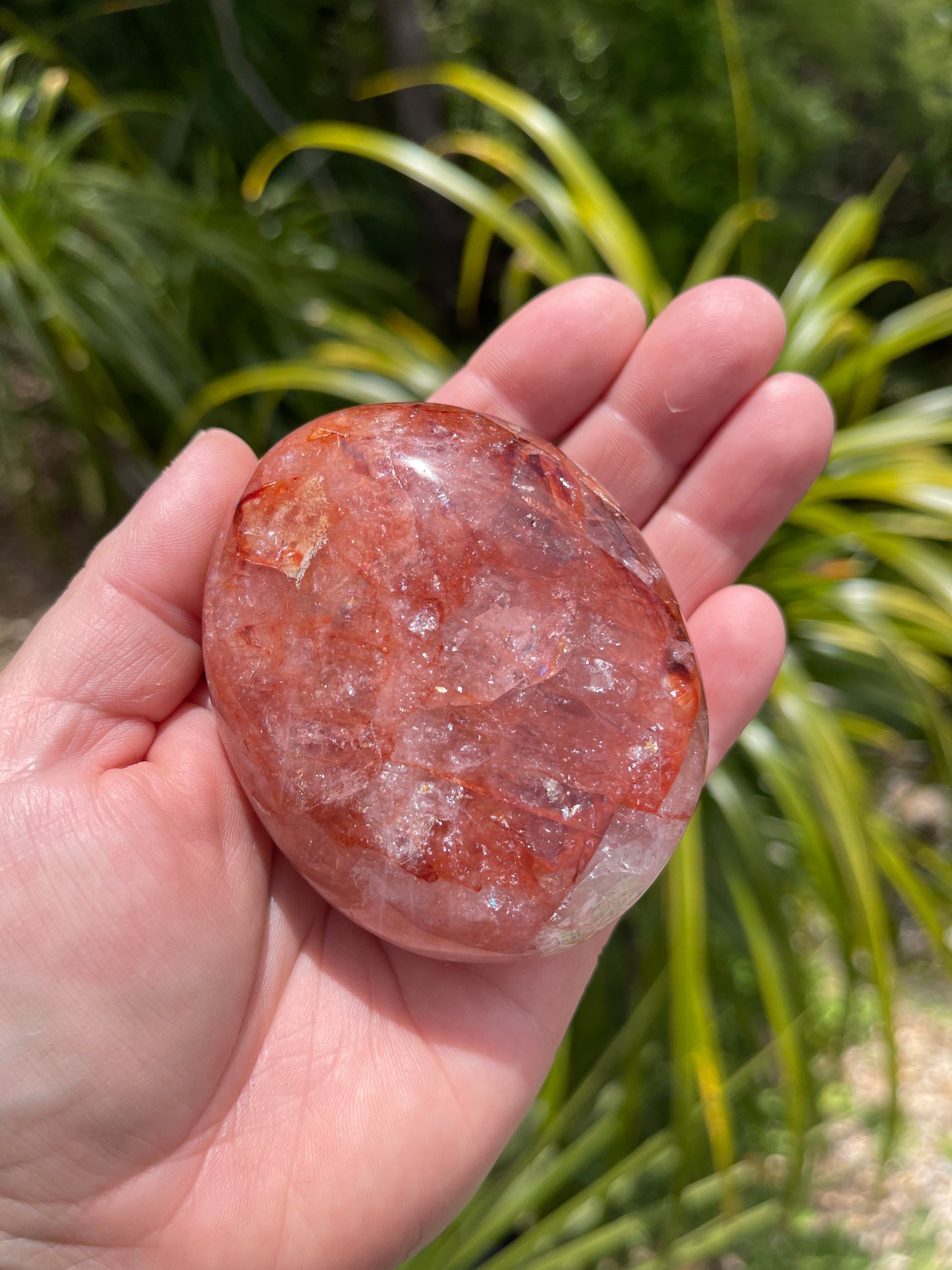 Red Hematoid Quartz or Fire Quartz Palm Stone