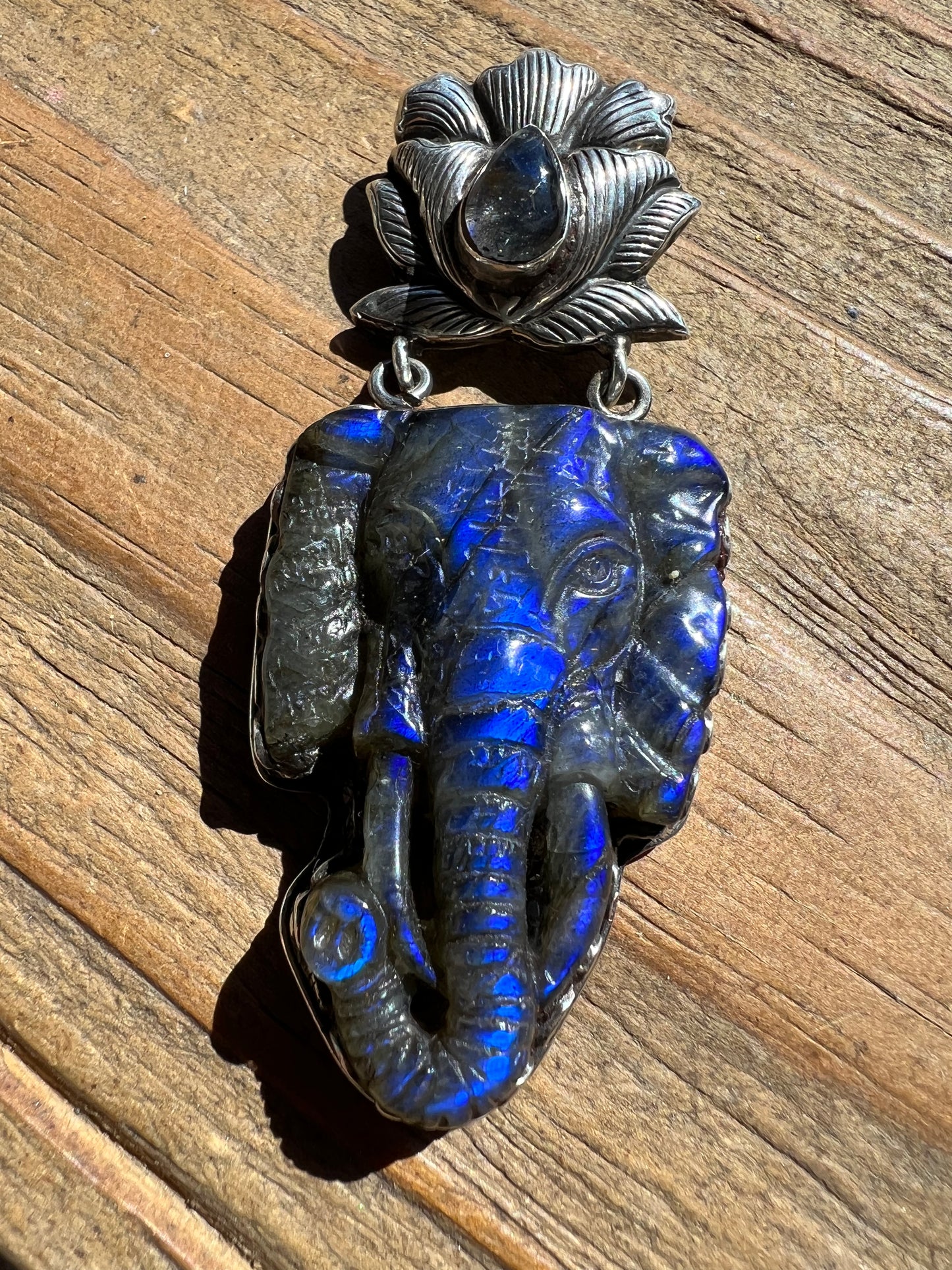 Sterling Silver and Elephant Head Pendant handmade