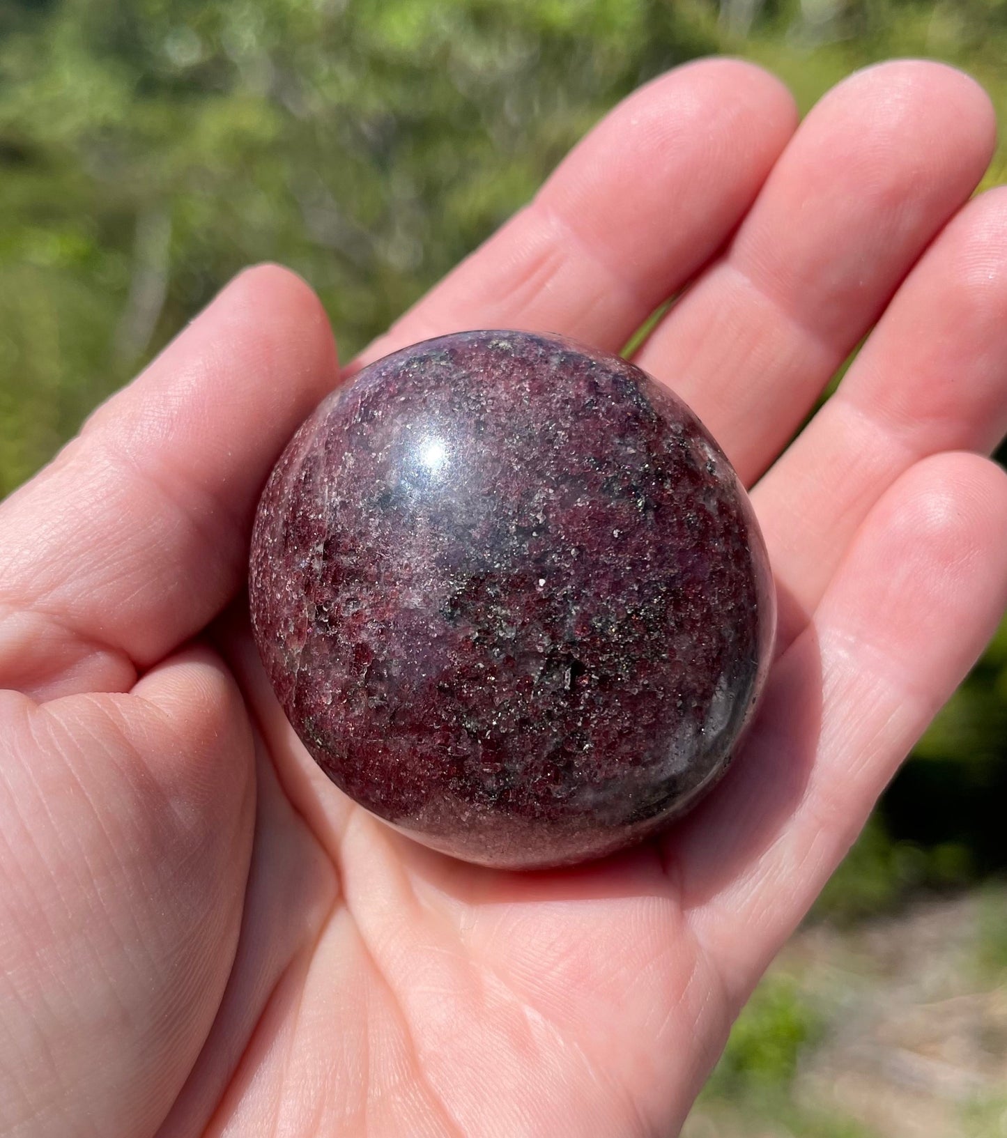 Garnet-Grenatite Puffy Palm Stone