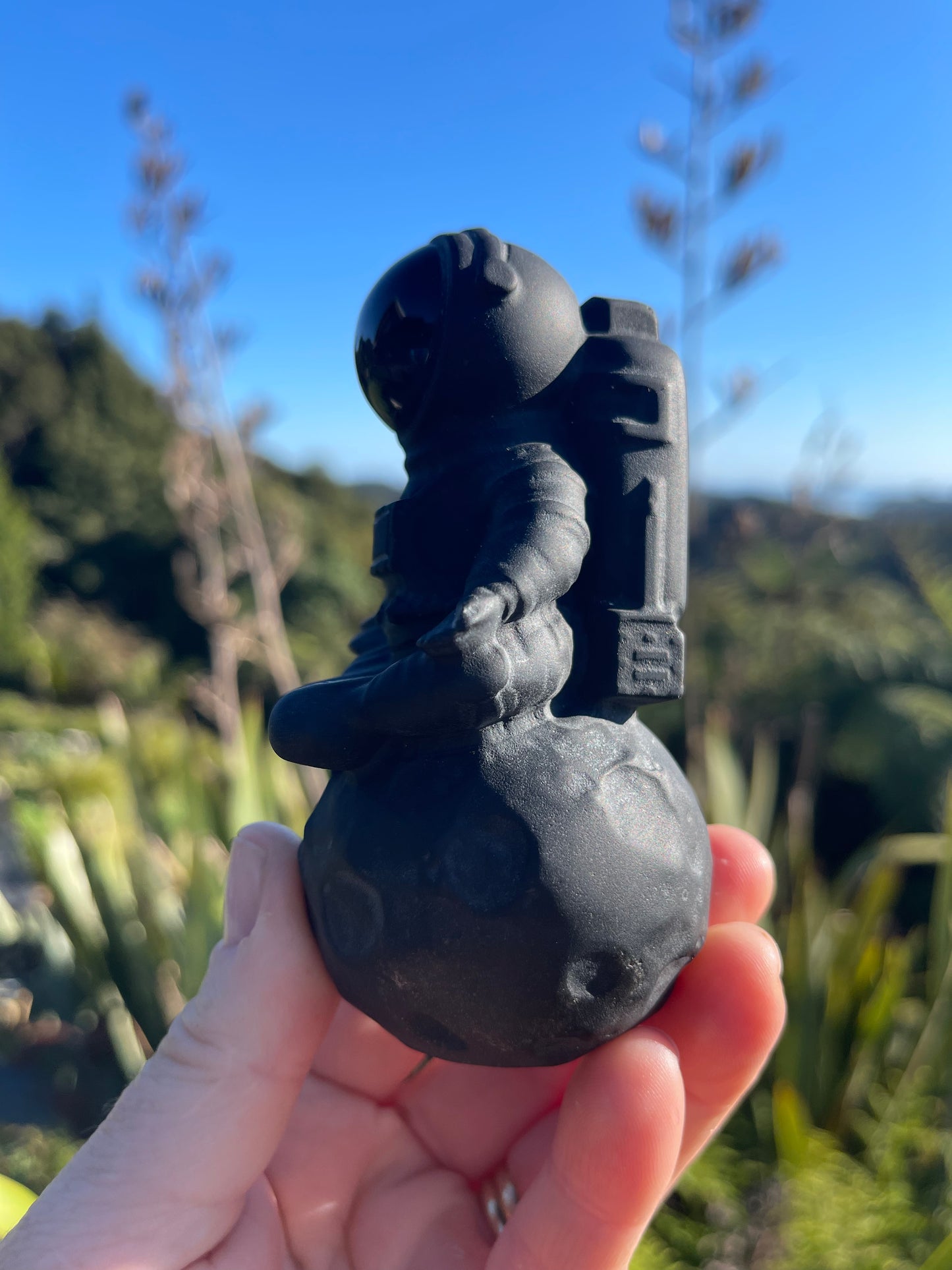 Obsidian Meditating Astronaut on the Moon