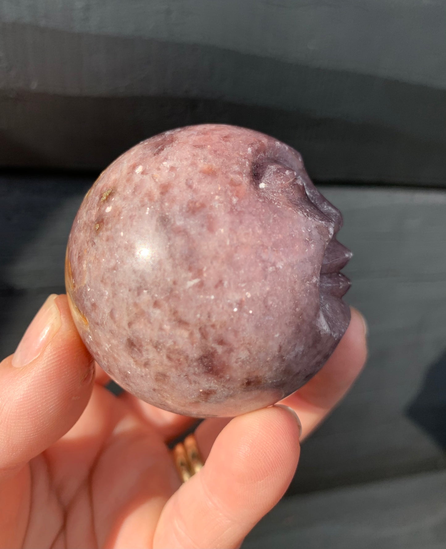 Lepidolite Sphere, Happy Face