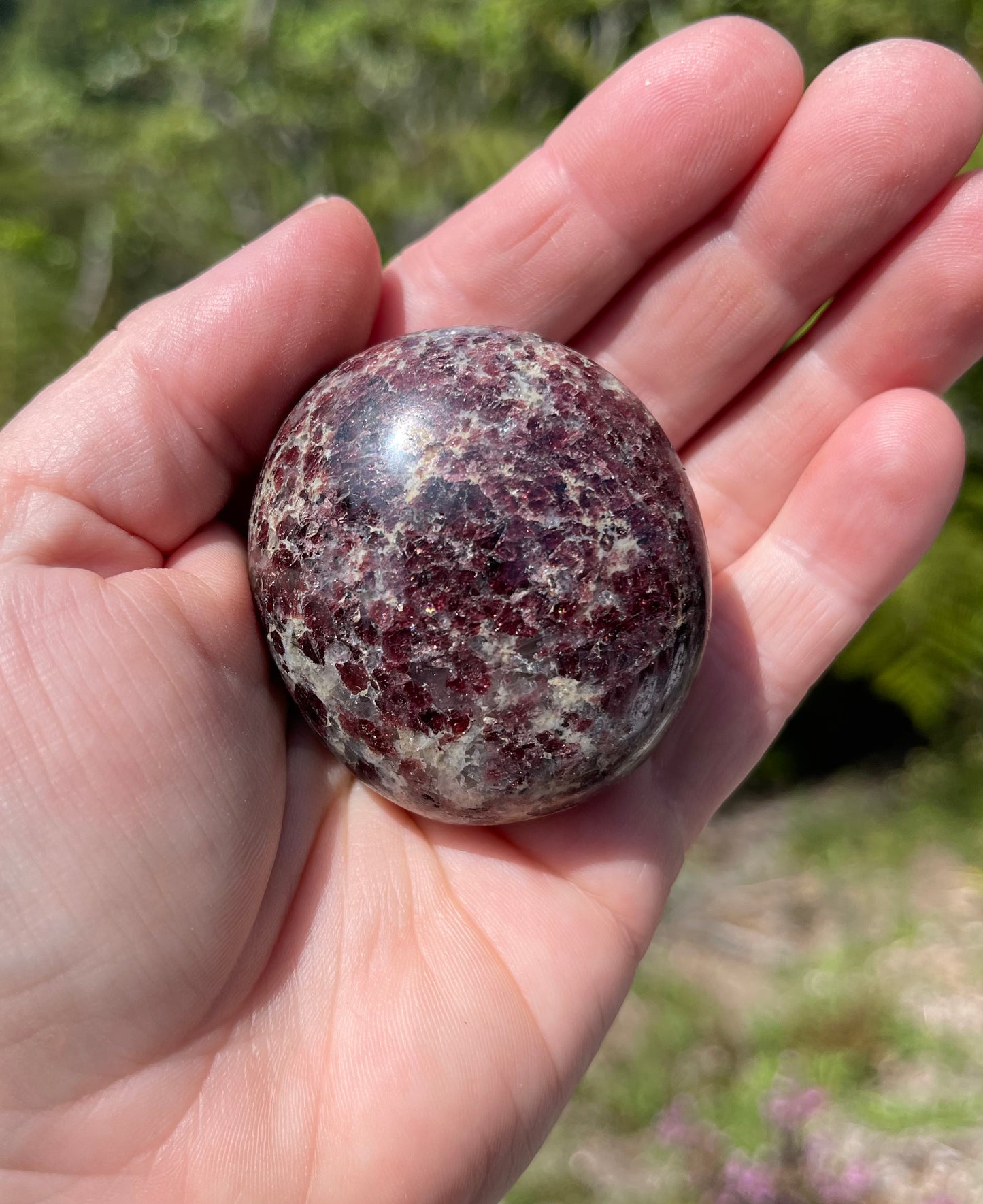 Garnet-Grenatite Puffy Palm Stone