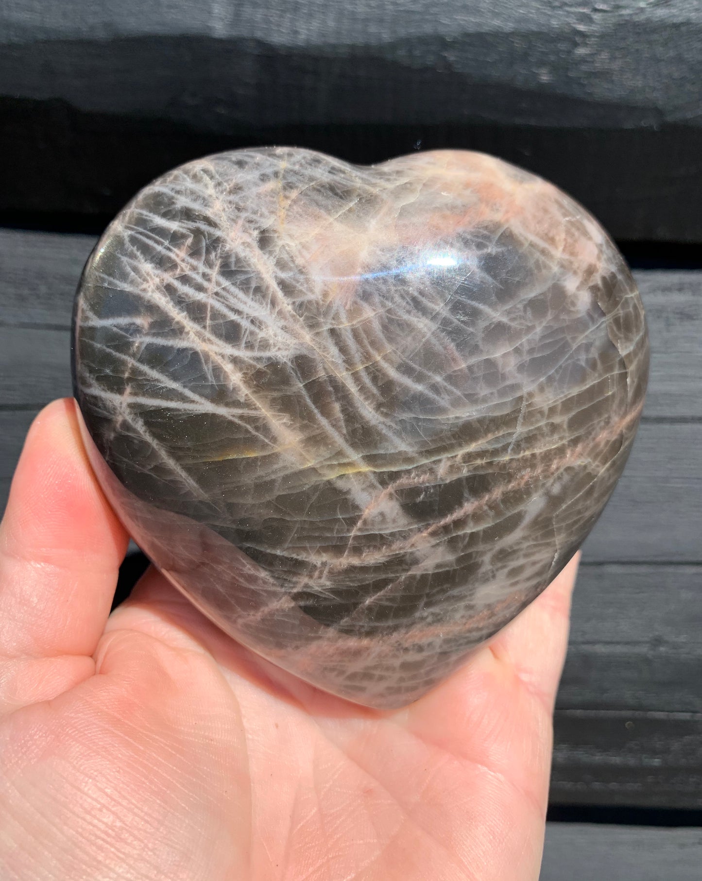 Black Moonstone Heart