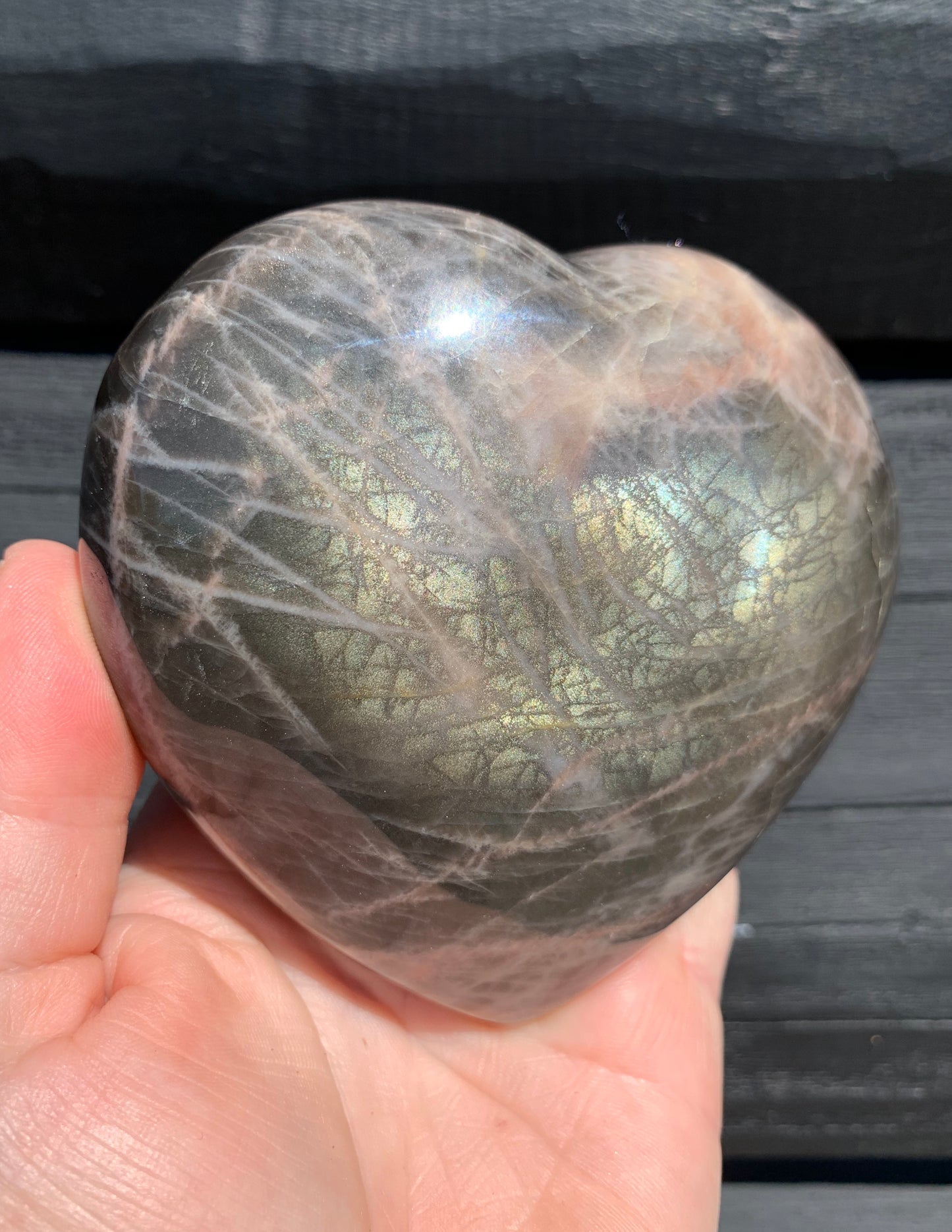 Black Moonstone Heart