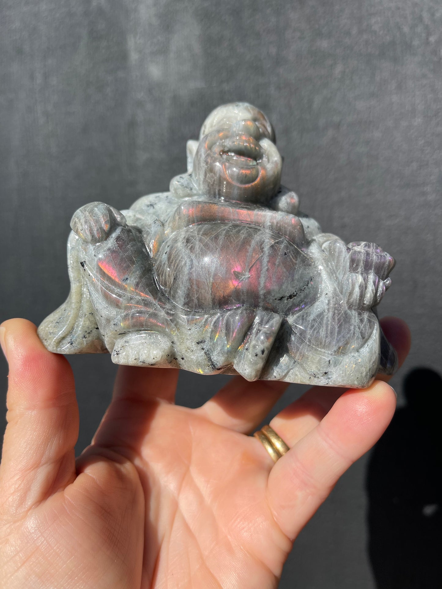 Purple/Sunset Labradorite Laughing Buddha