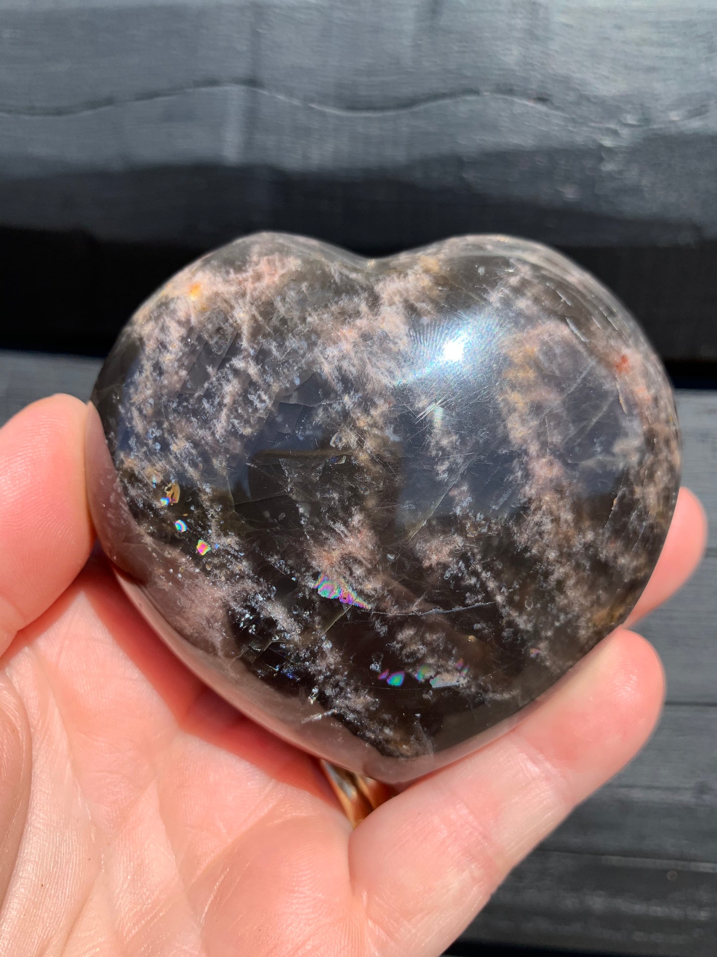 Black Moonstone Heart
