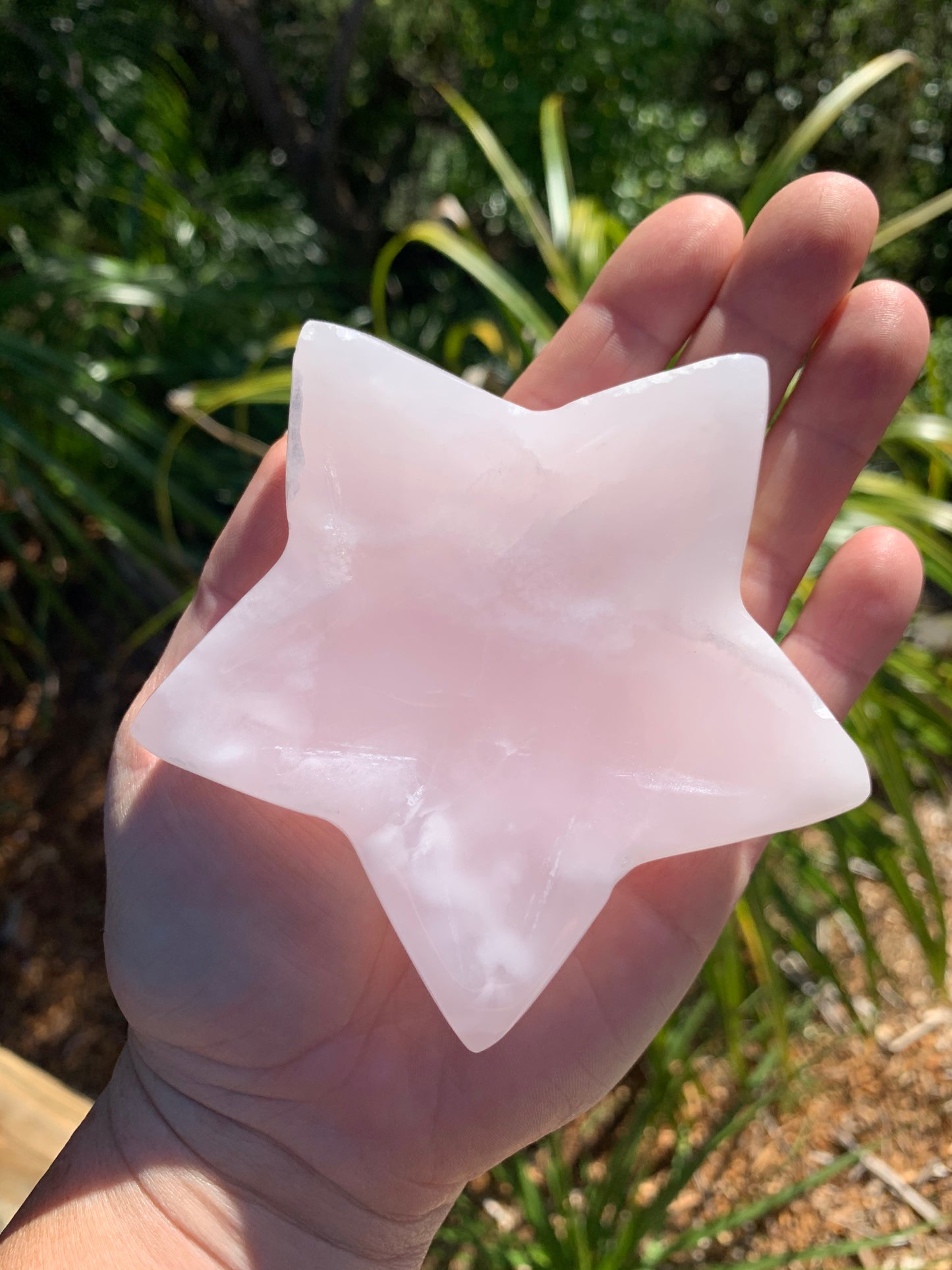 Pink Mangano Calcite Star Bowl