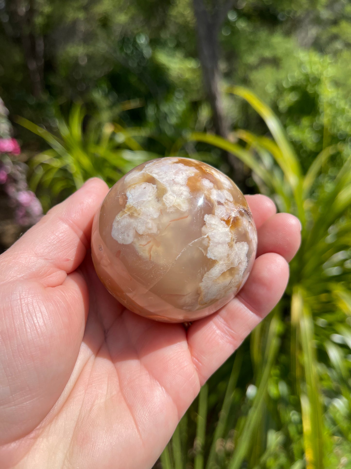 Cherry Blossom/Flower Agate Carnelian mix Sphere