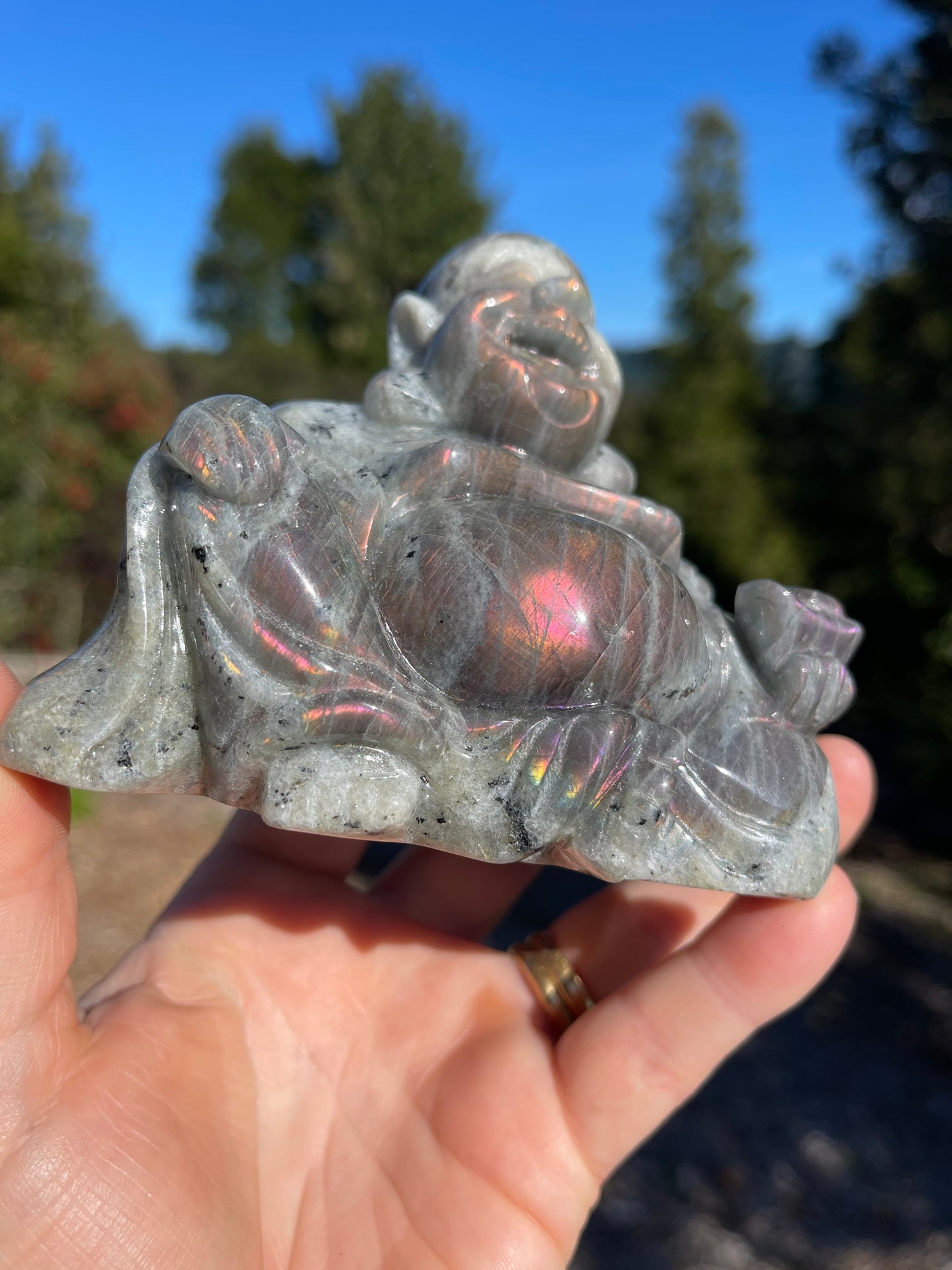 Purple/Sunset Labradorite Laughing Buddha