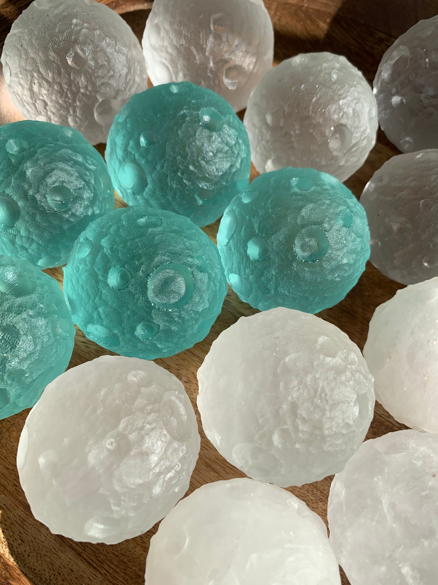 Clear Smelting Glass Carved Moon