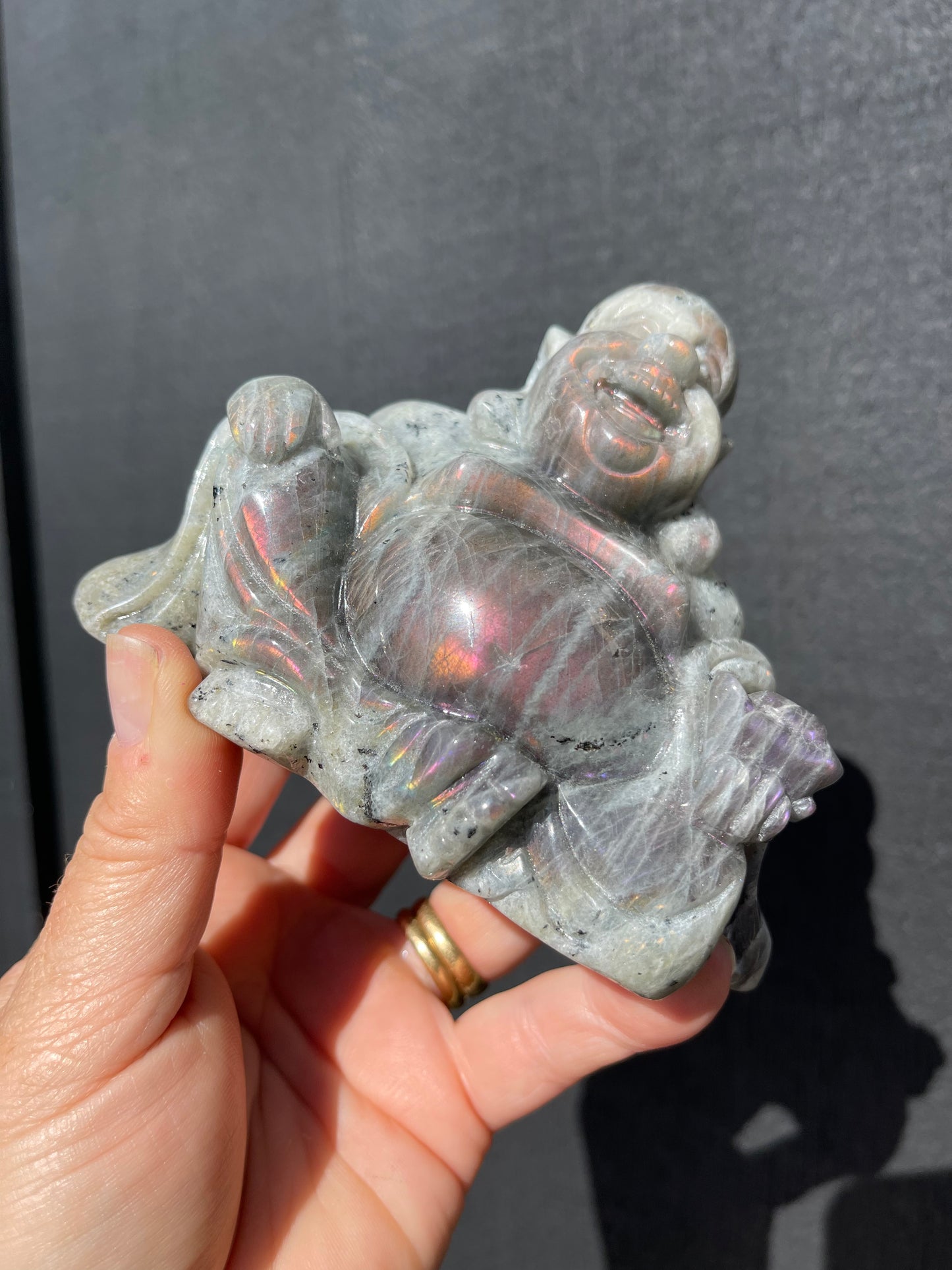 Purple/Sunset Labradorite Laughing Buddha