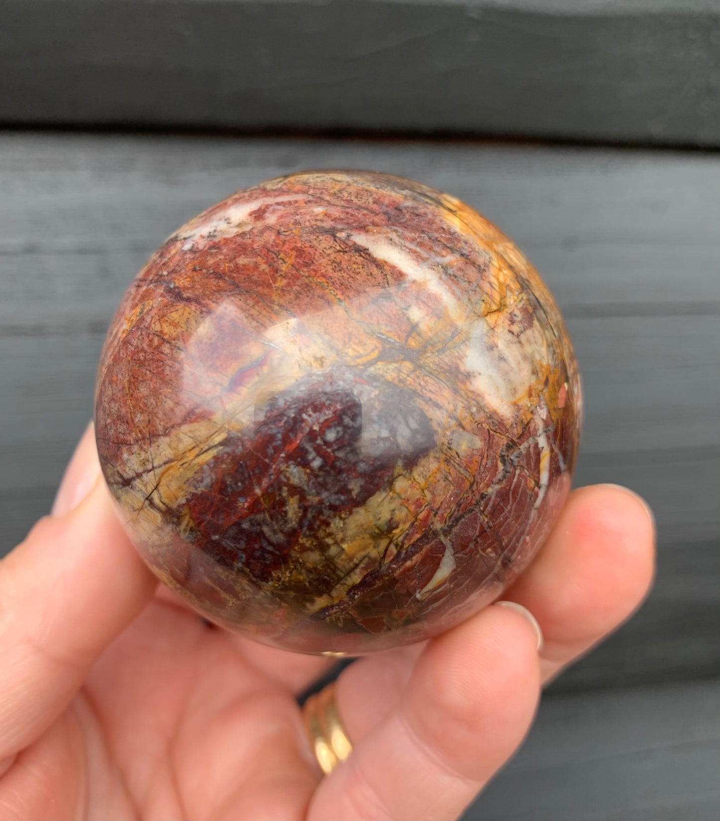 Cherry Creek Jasper Sphere, Happy Face