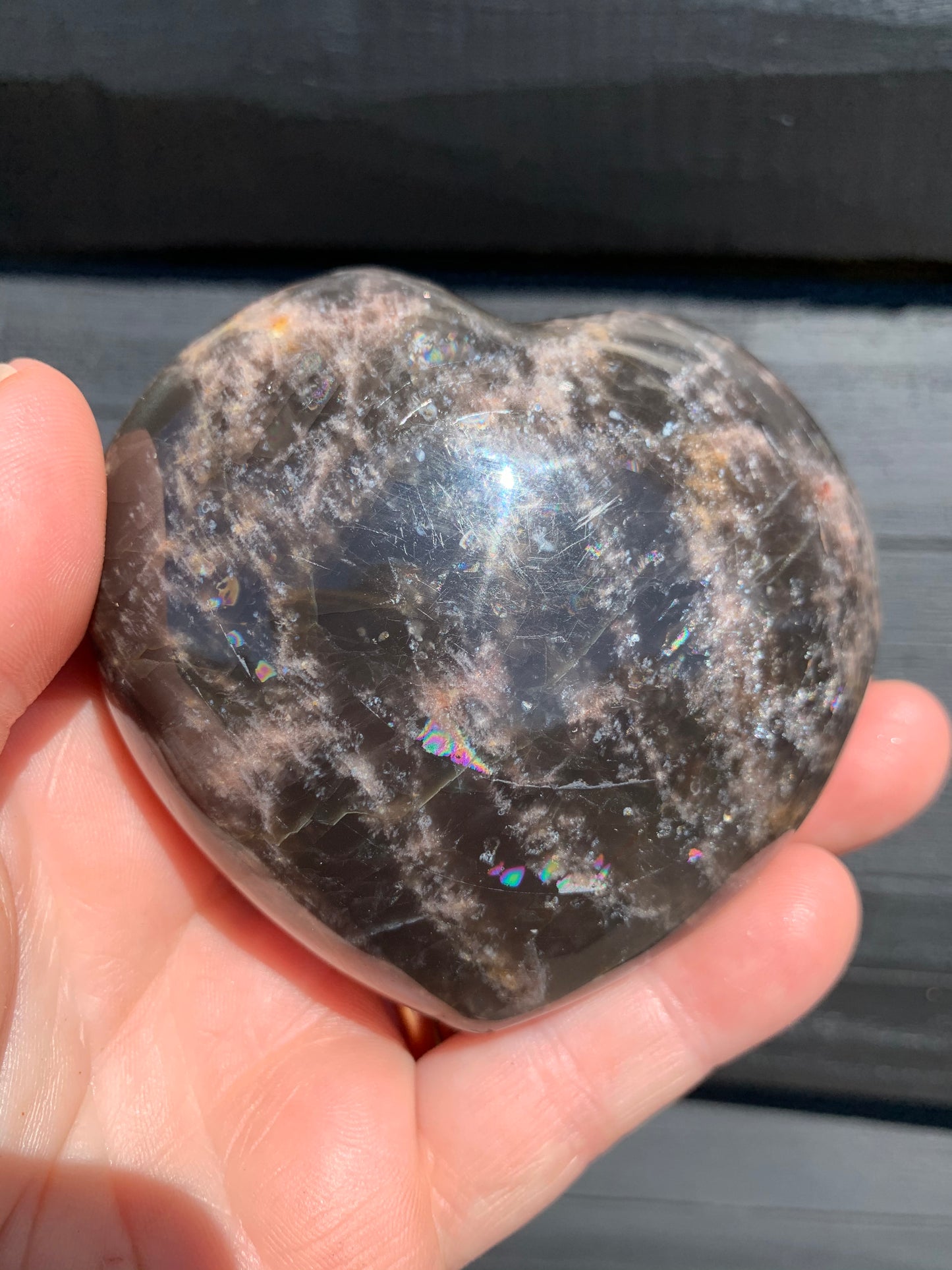 Black Moonstone Heart