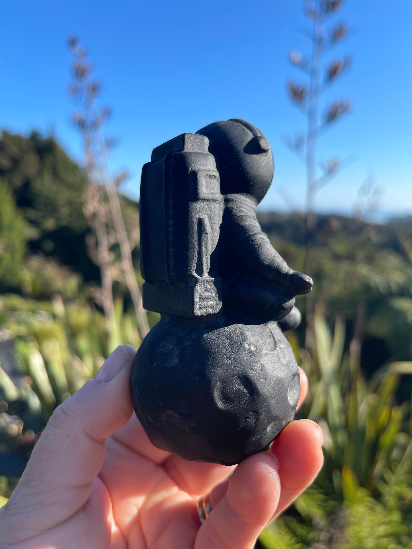 Obsidian Meditating Astronaut on the Moon
