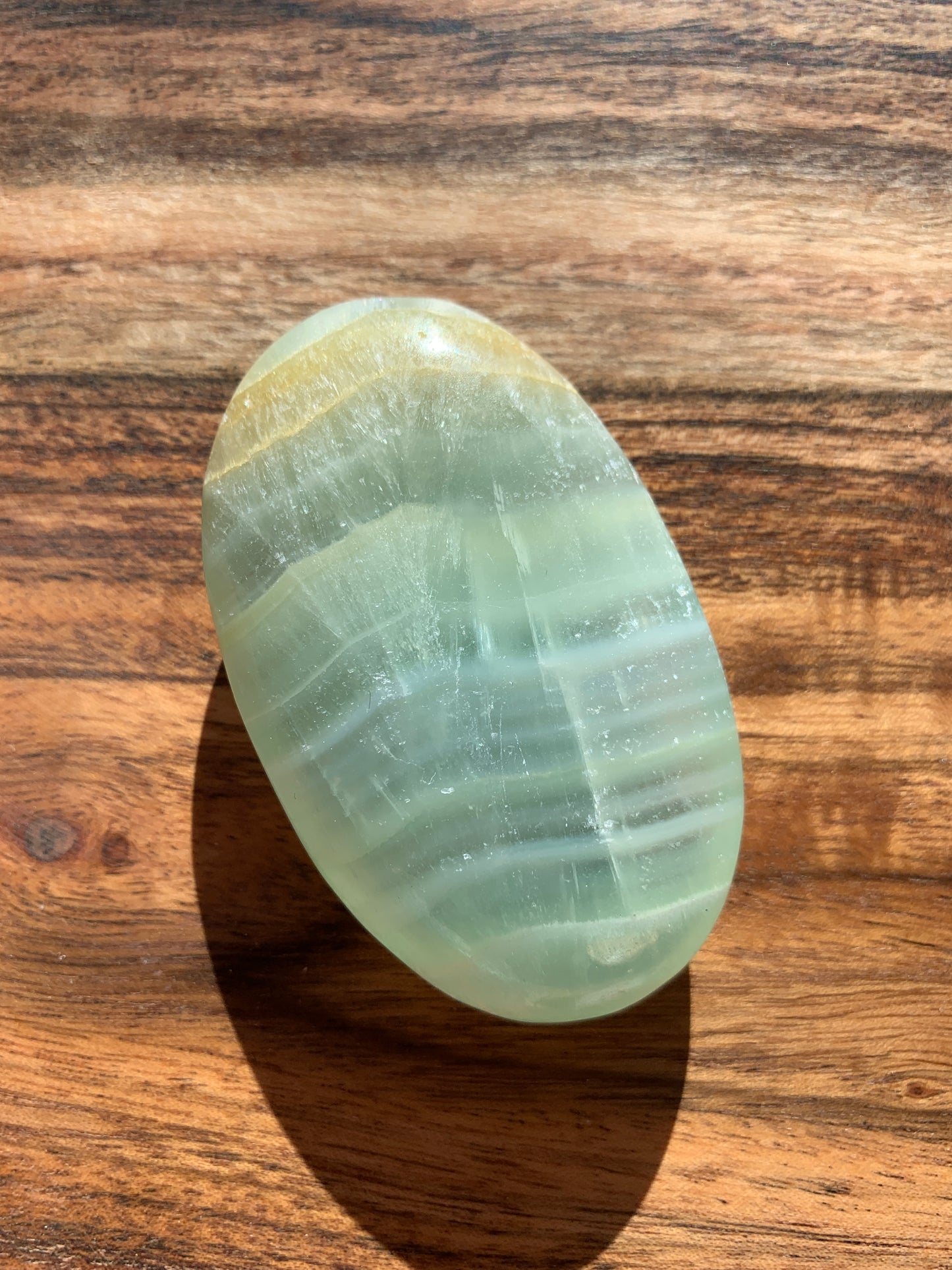Pistachio Green Calcite Palm Stone