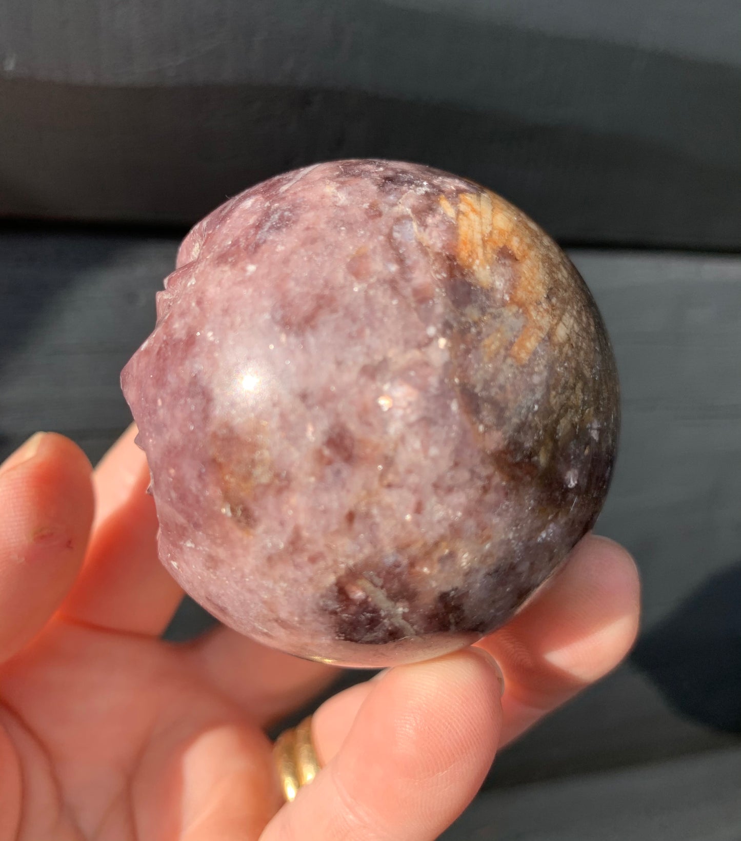 Lepidolite Sphere, Happy Face