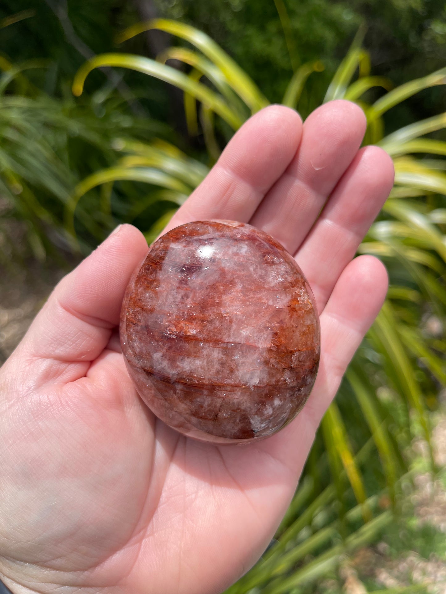 Red Hematoid Quartz or Fire Quartz Palm Stone
